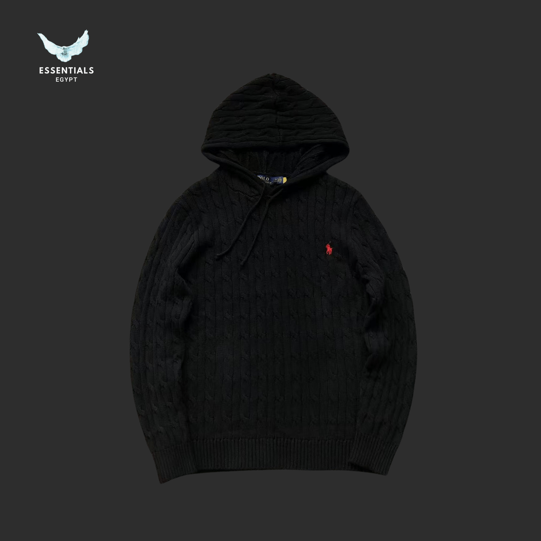 Ralph Lauren Cable Knit Hoodie – Premium Cotton Knit - ESSENTIALS EGYPT