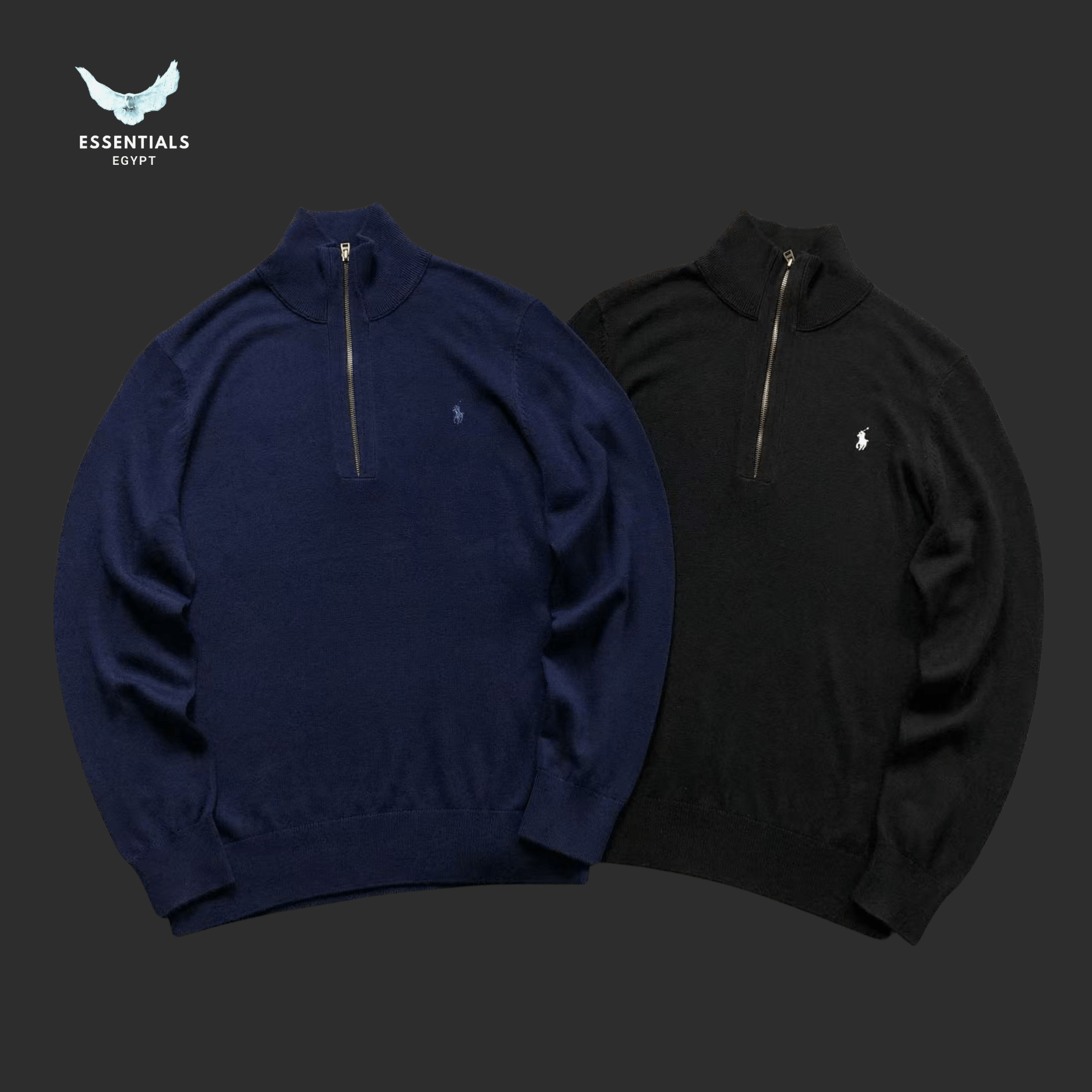 Ralph Lauren Sweatshirt – Half - Zip Polo Logo - ESSENTIALS EGYPT