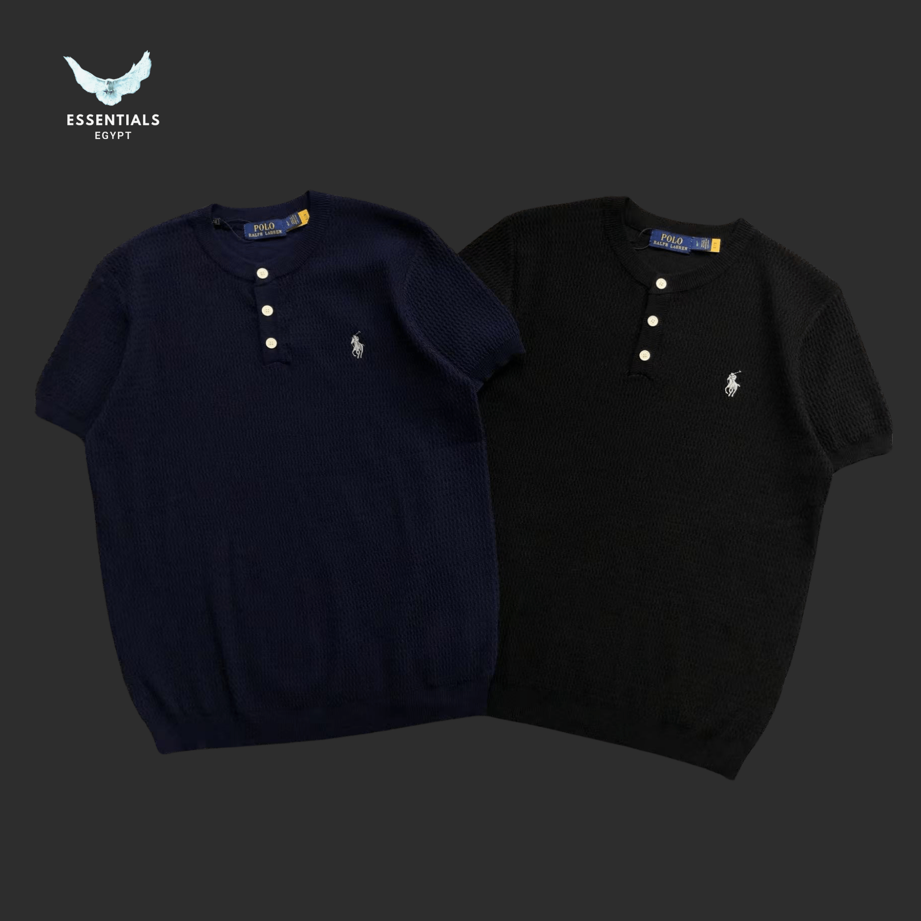 Ralph Lauren Button T-Shirt – Knit Texture Edition - ESSENTIALS EGYPT