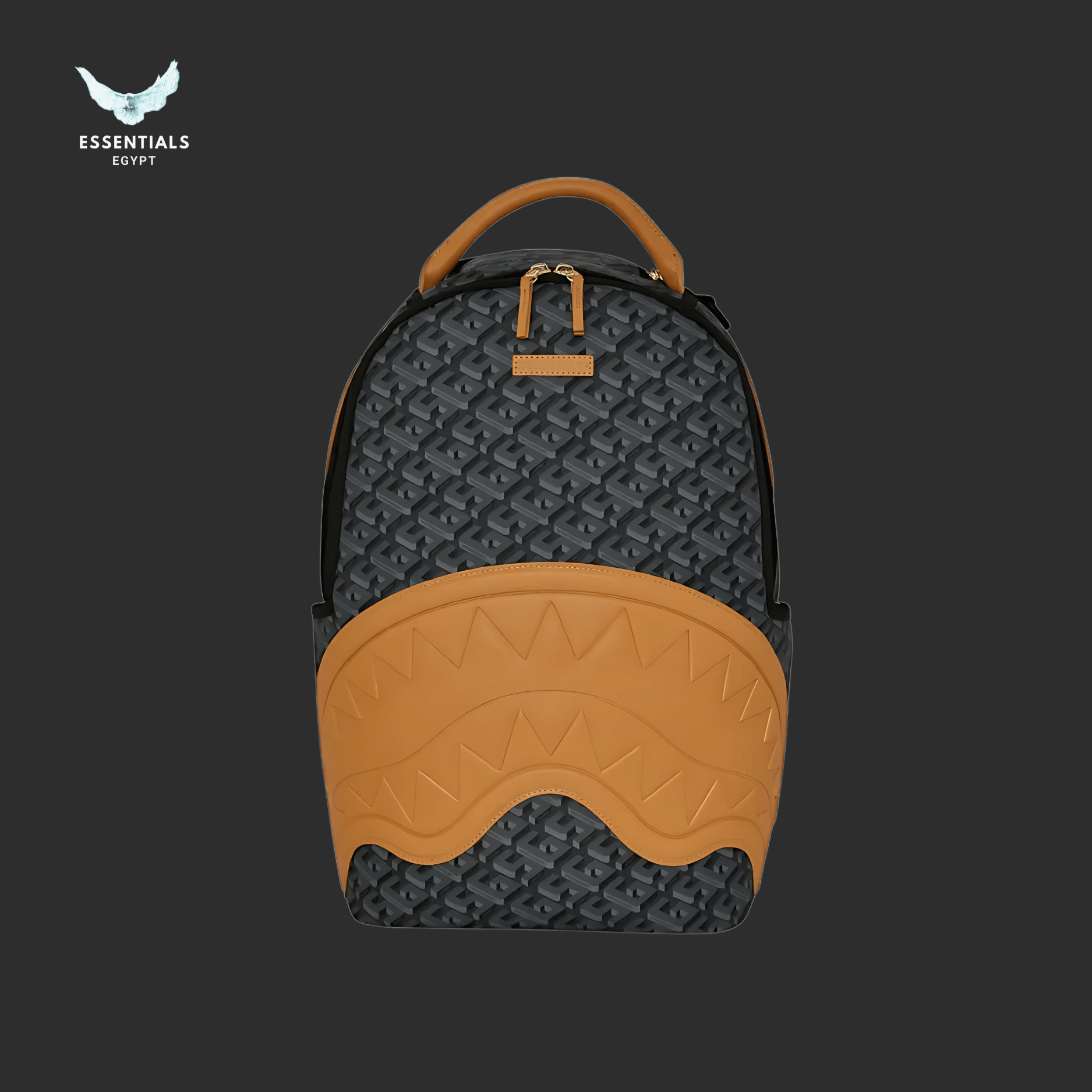 Sprayground Backpack – Brown Monogram Shark - ESSENTIALS EGYPT