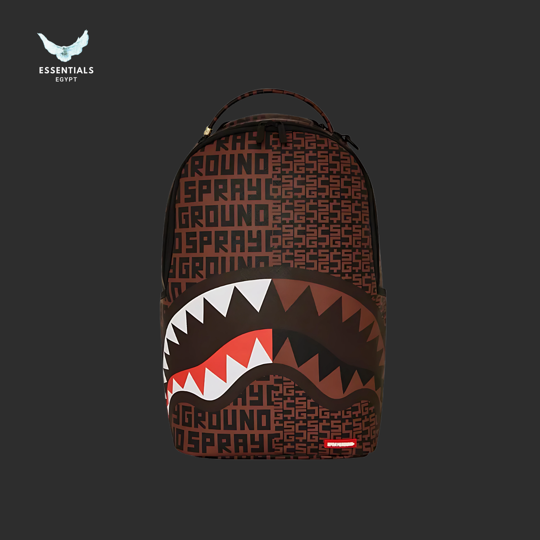 Sprayground Backpack – Brown Monogram Shark - ESSENTIALS EGYPT
