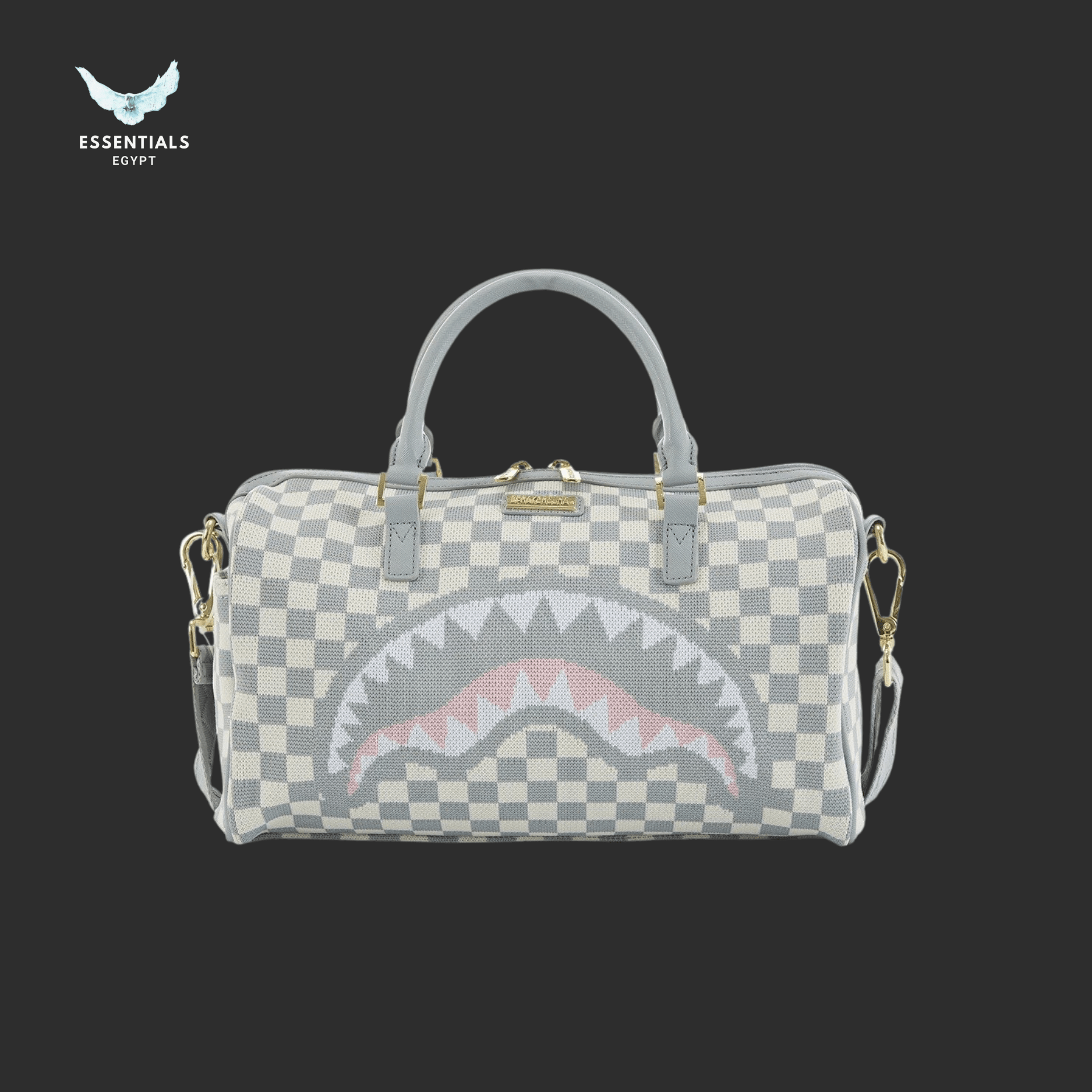 Sprayground Cross Pack – Grey Checker Shark - ESSENTIALS EGYPT