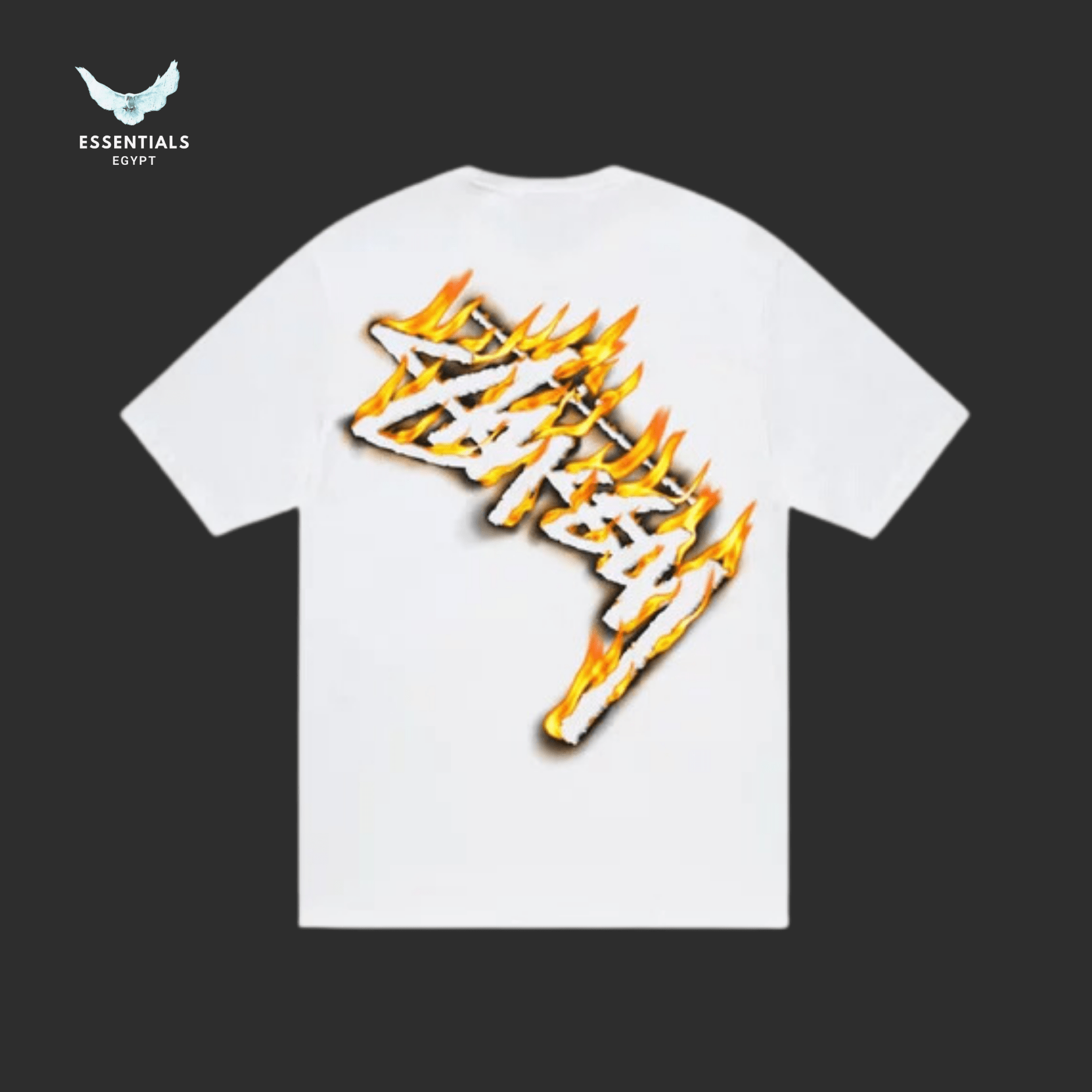 Stüssy T-Shirt – Burning Logo White - ESSENTIALS EGYPT