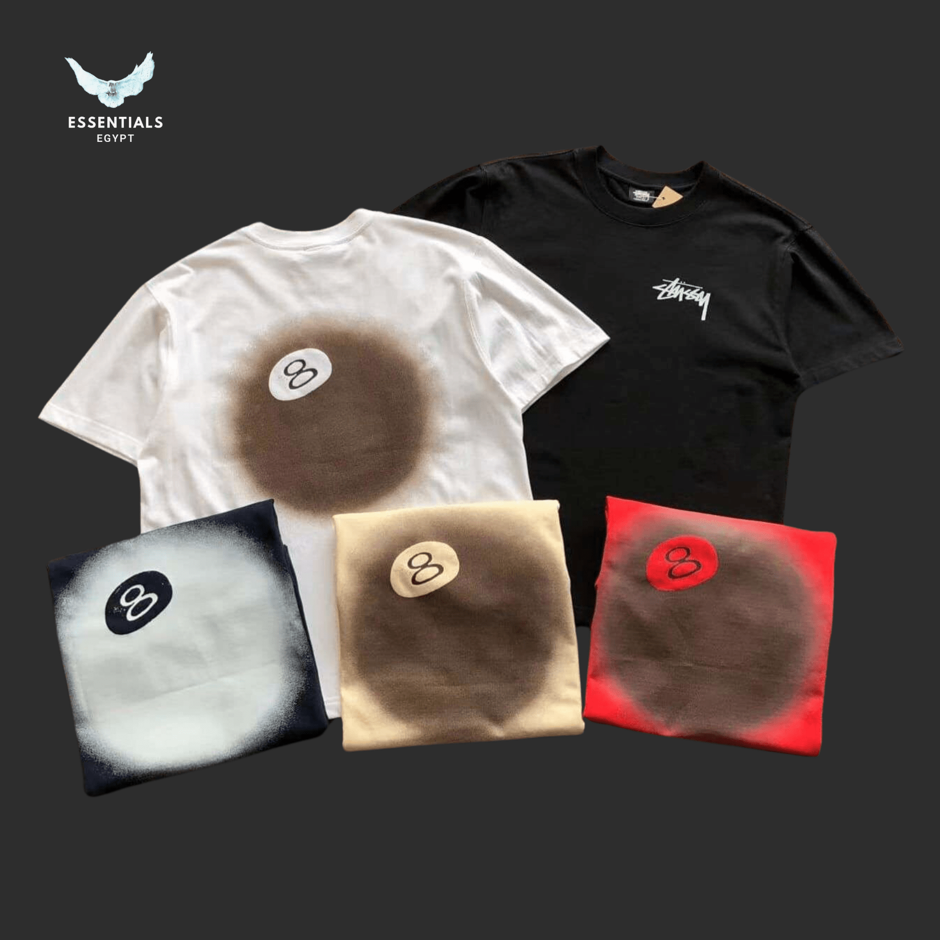 Stüssy T-Shirt – Faded 8 Ball Dye - ESSENTIALS EGYPT