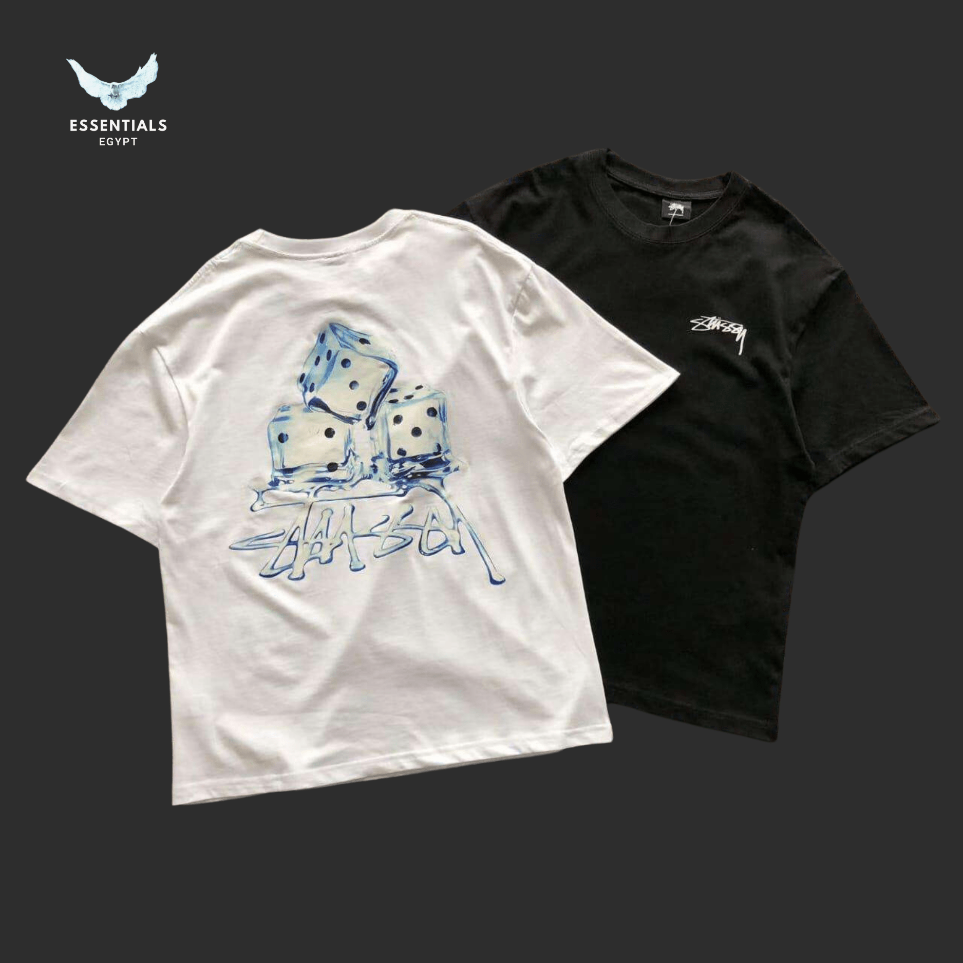 Stüssy Melted Ice T-Shirt – White/Black - ESSENTIALS EGYPT