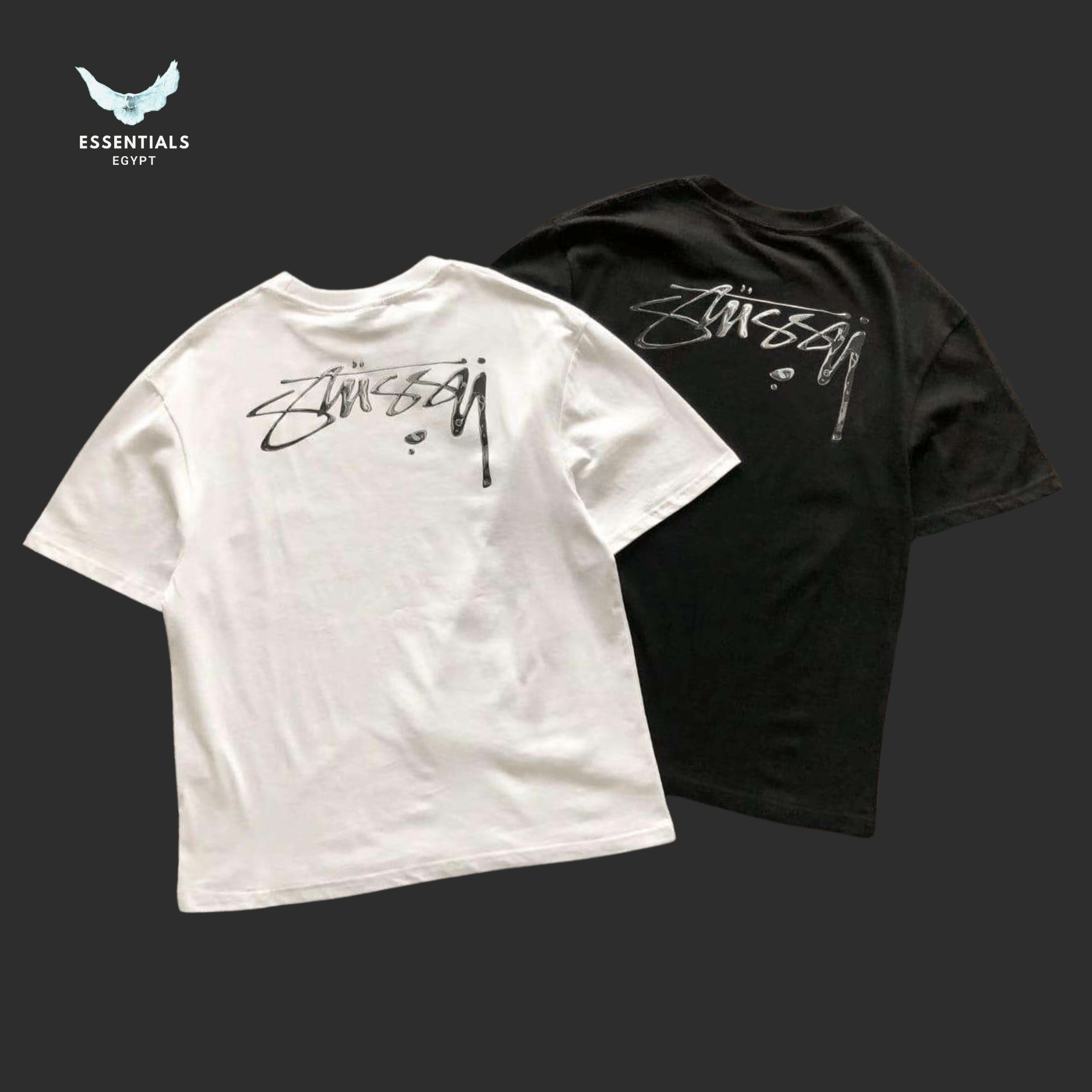 Stüssy Mercury Tee – White/Black - ESSENTIALS EGYPT
