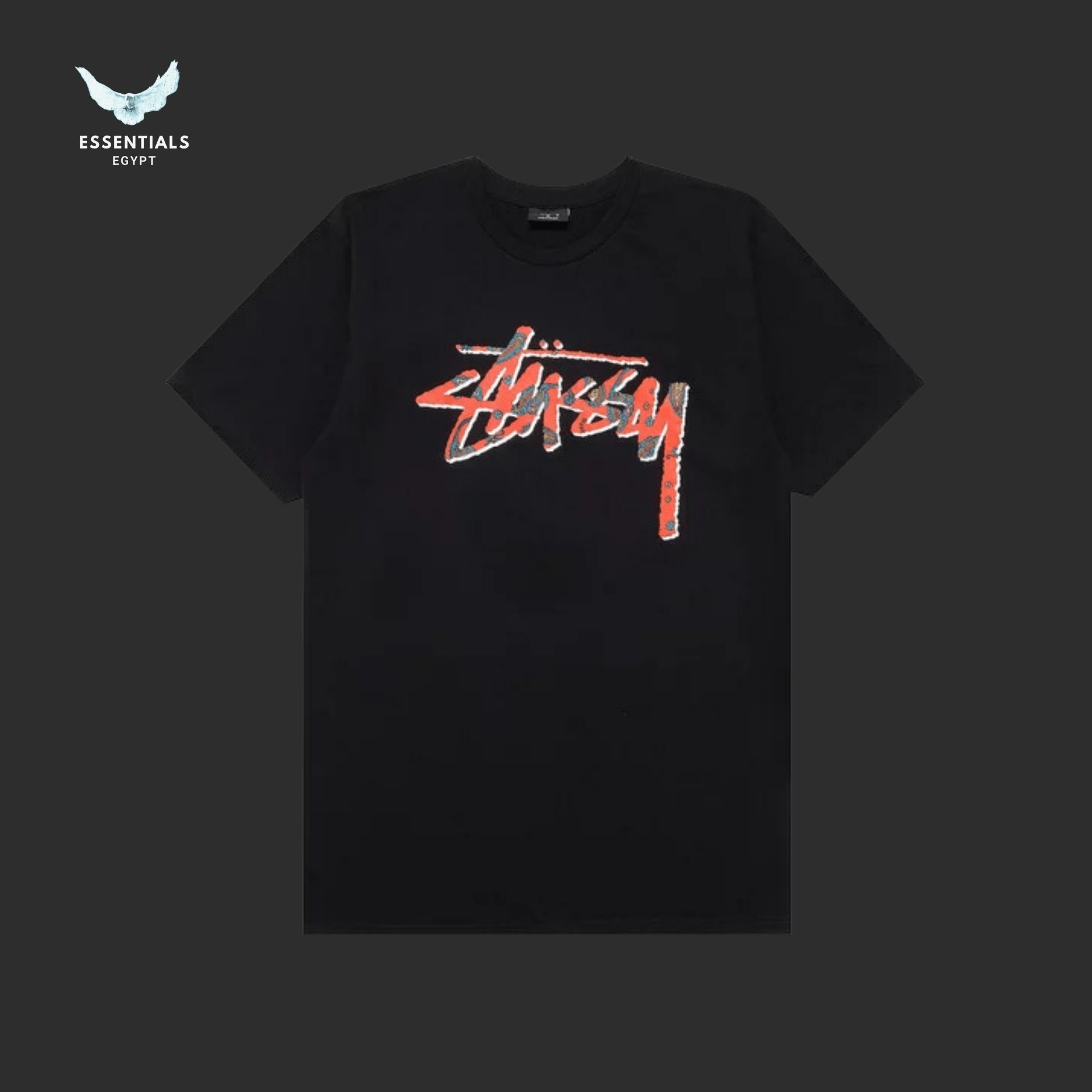 Stüssy T-Shirt – Paisley Logo Black - ESSENTIALS EGYPT