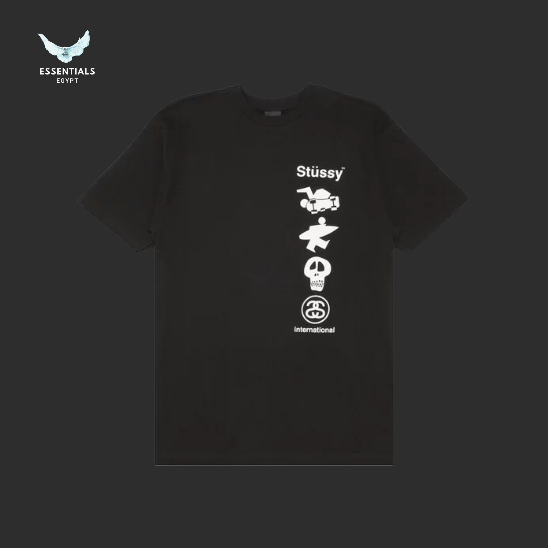 Stüssy T-Shirt – Skate Surf Skull Icons - ESSENTIALS EGYPT
