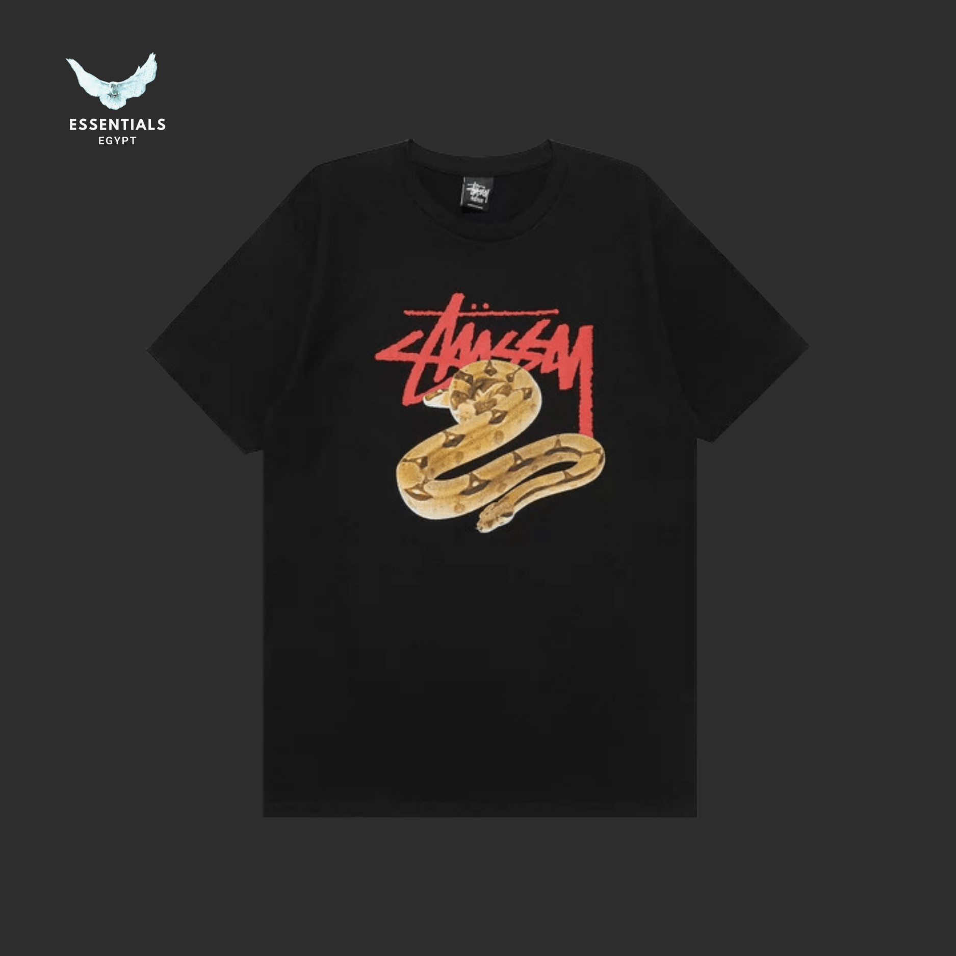 Stüssy T-Shirt – Stock Snake Black - ESSENTIALS EGYPT