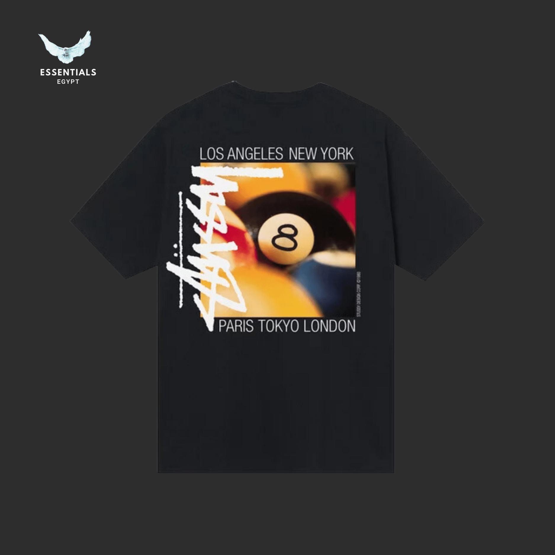 Stüssy T-Shirt – Billiards Ball Graphic - ESSENTIALS EGYPT
