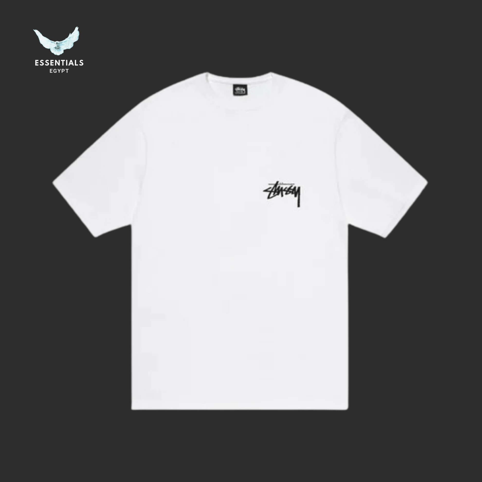 Stüssy T-Shirt – Burning Logo White - ESSENTIALS EGYPT
