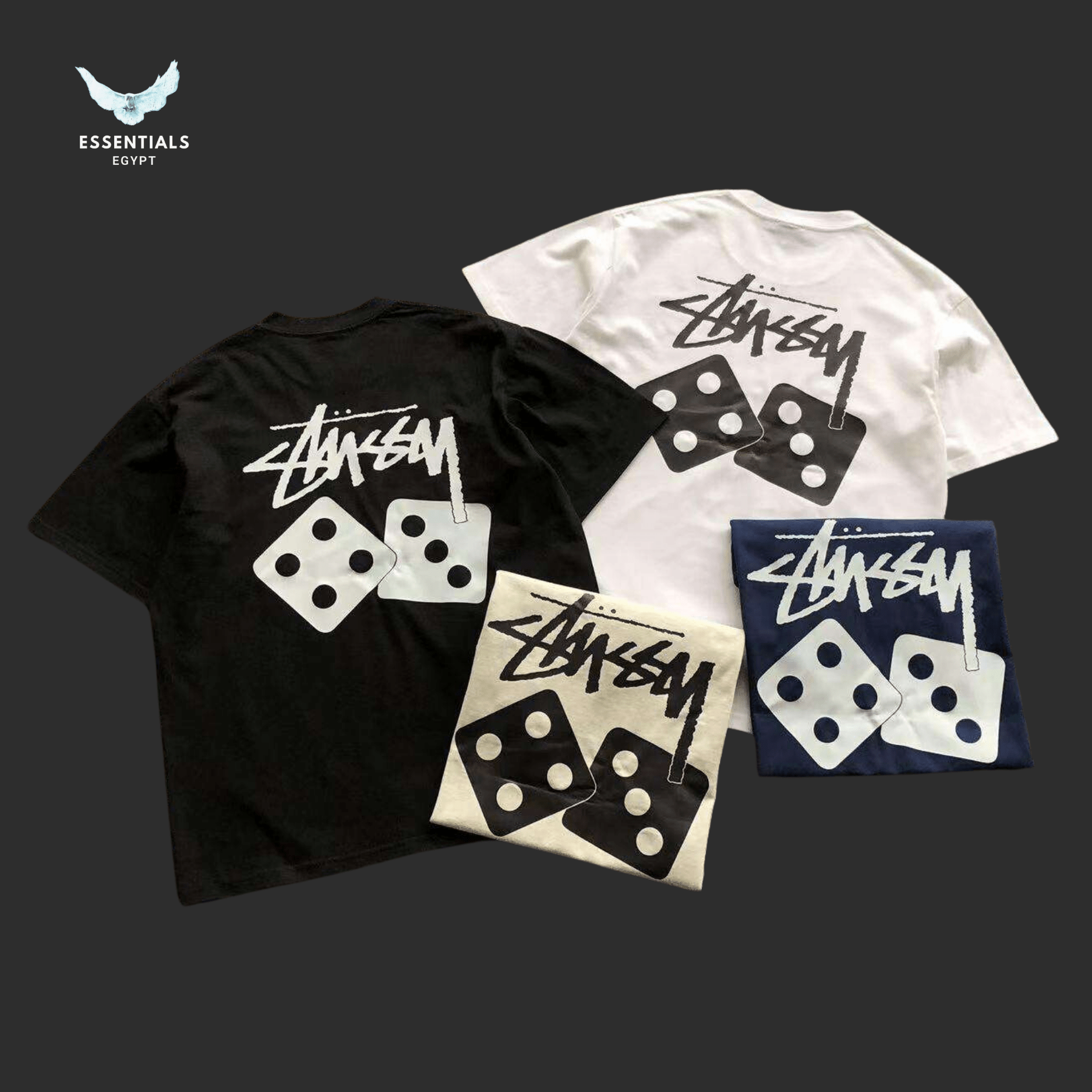 Stüssy T-Shirt – Pigment Dyed Dice Print - ESSENTIALS EGYPT