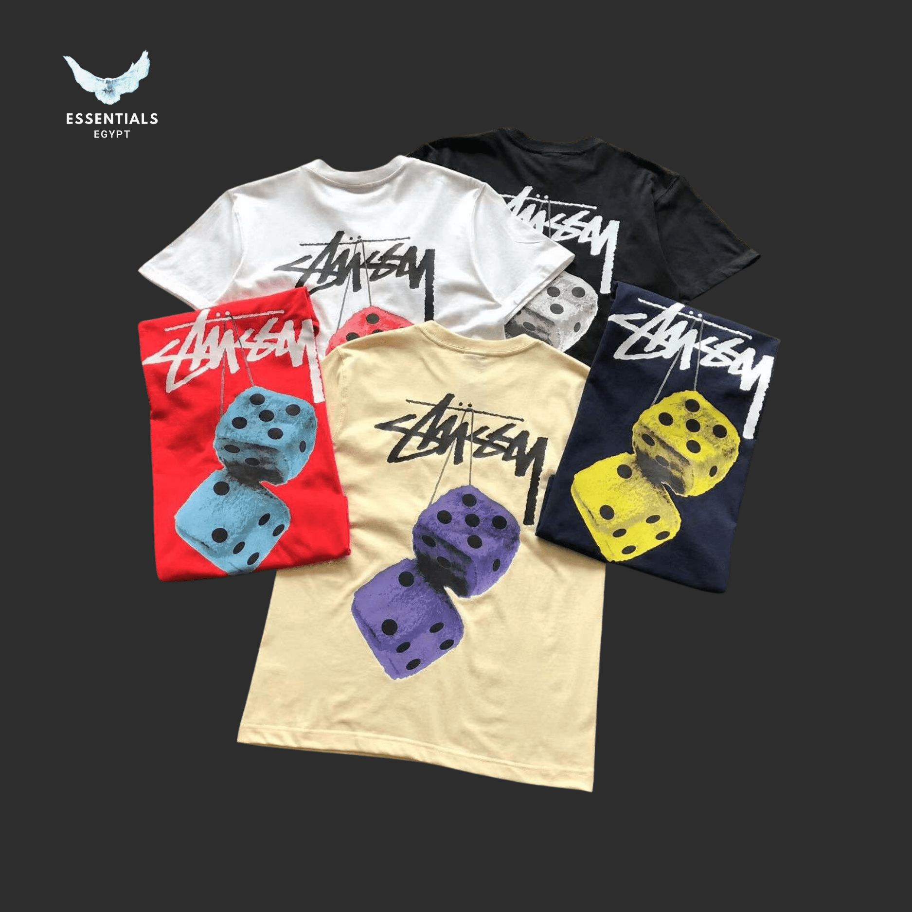 Stüssy T-Shirt – Fuzzy Dice Graphic - ESSENTIALS EGYPT