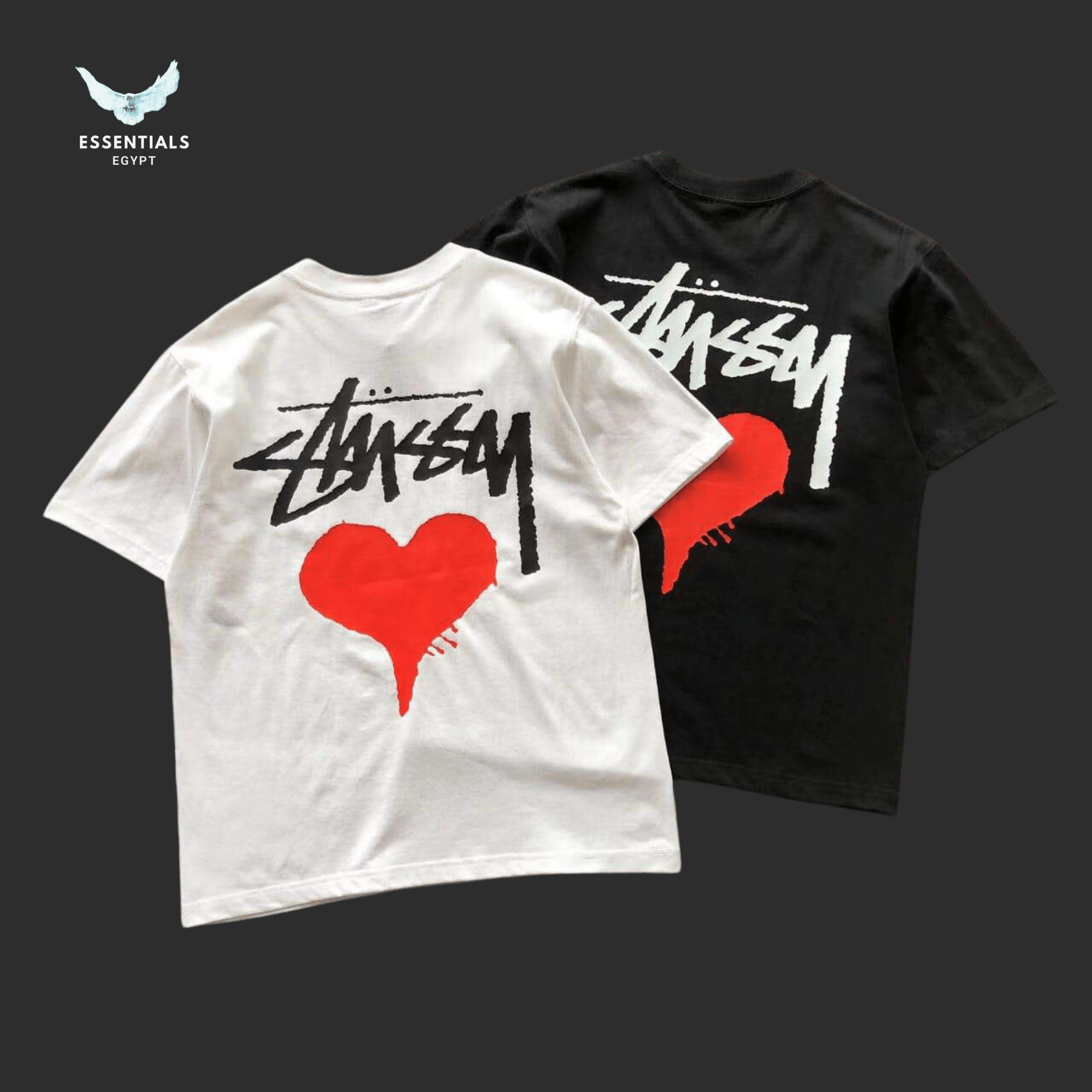 Stüssy T-Shirt – Stock Logo Heart Print - ESSENTIALS EGYPT