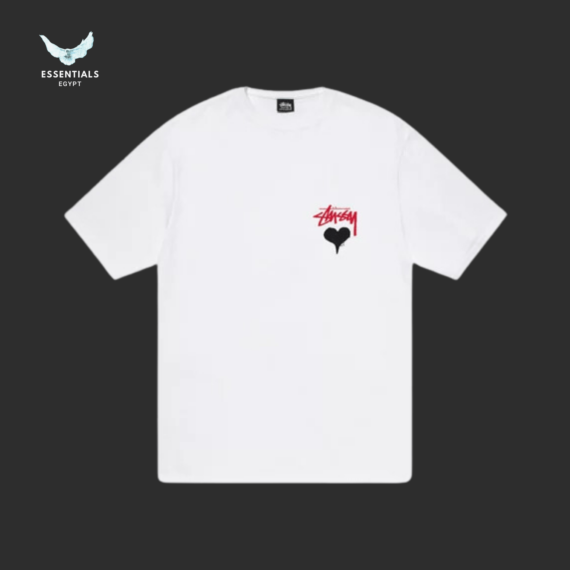 Stüssy T-Shirt – Stock Logo Heart Print - ESSENTIALS EGYPT