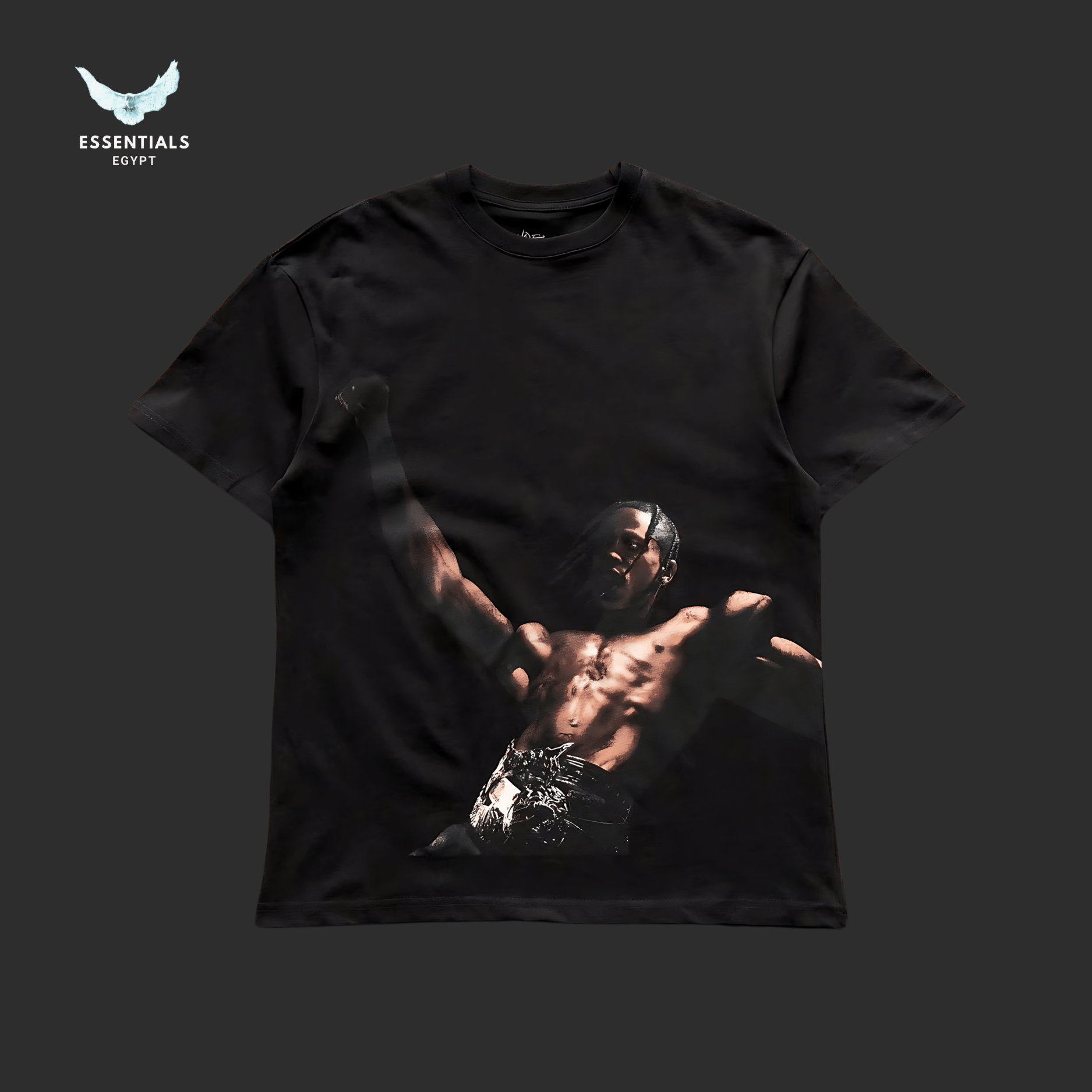 Travis Scott Graphic Black T-Shirt - ESSENTIALS EGYPT