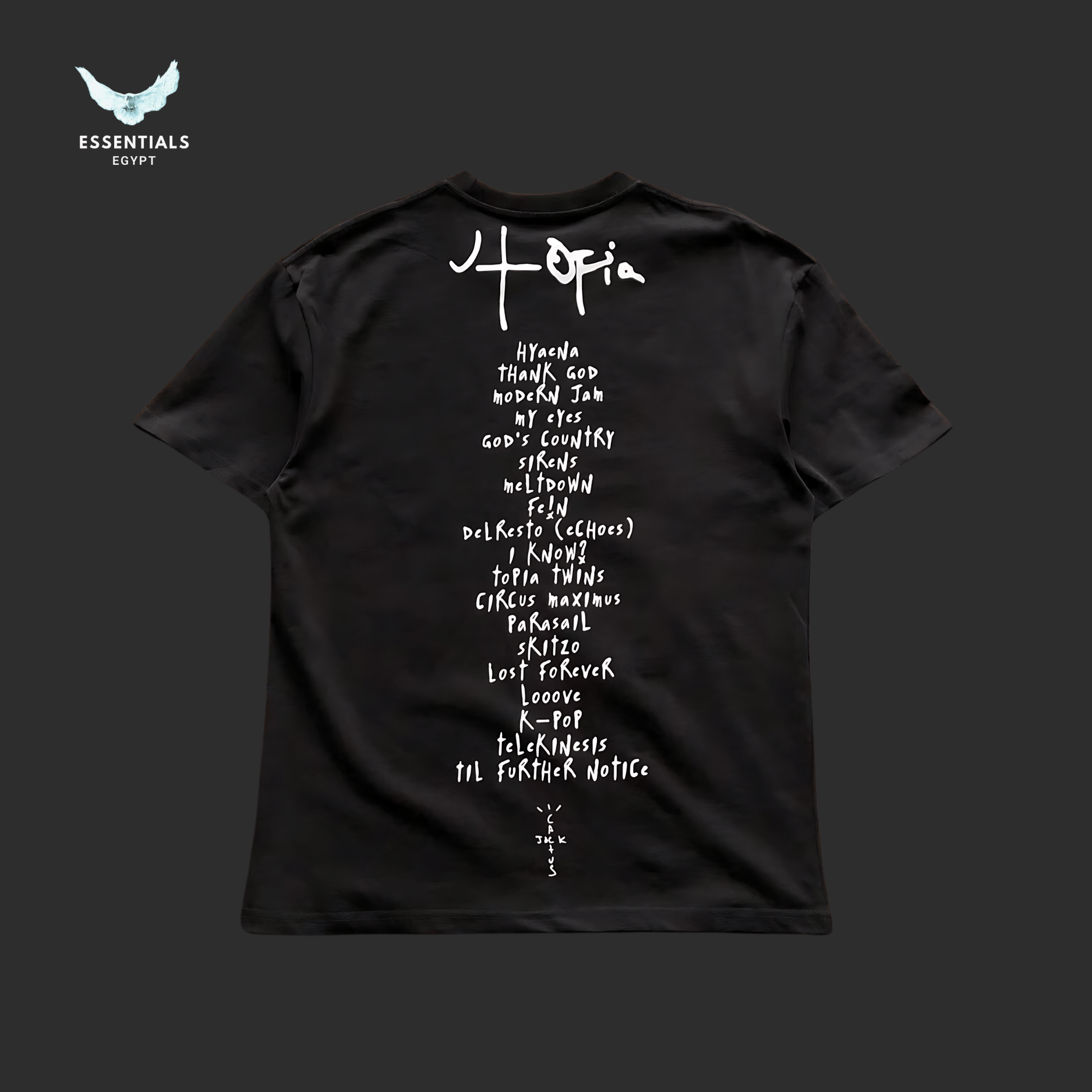 Travis Scott Graphic Black T-Shirt - ESSENTIALS EGYPT