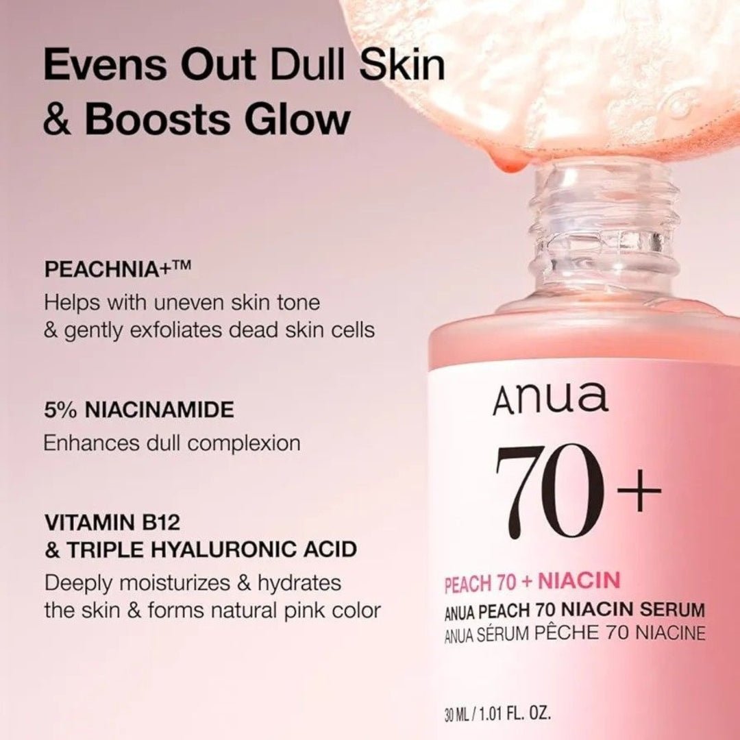 Anua Peach 70% Niacin Serum 30mL – Glow Booster - ESSENTIALS EGYPT