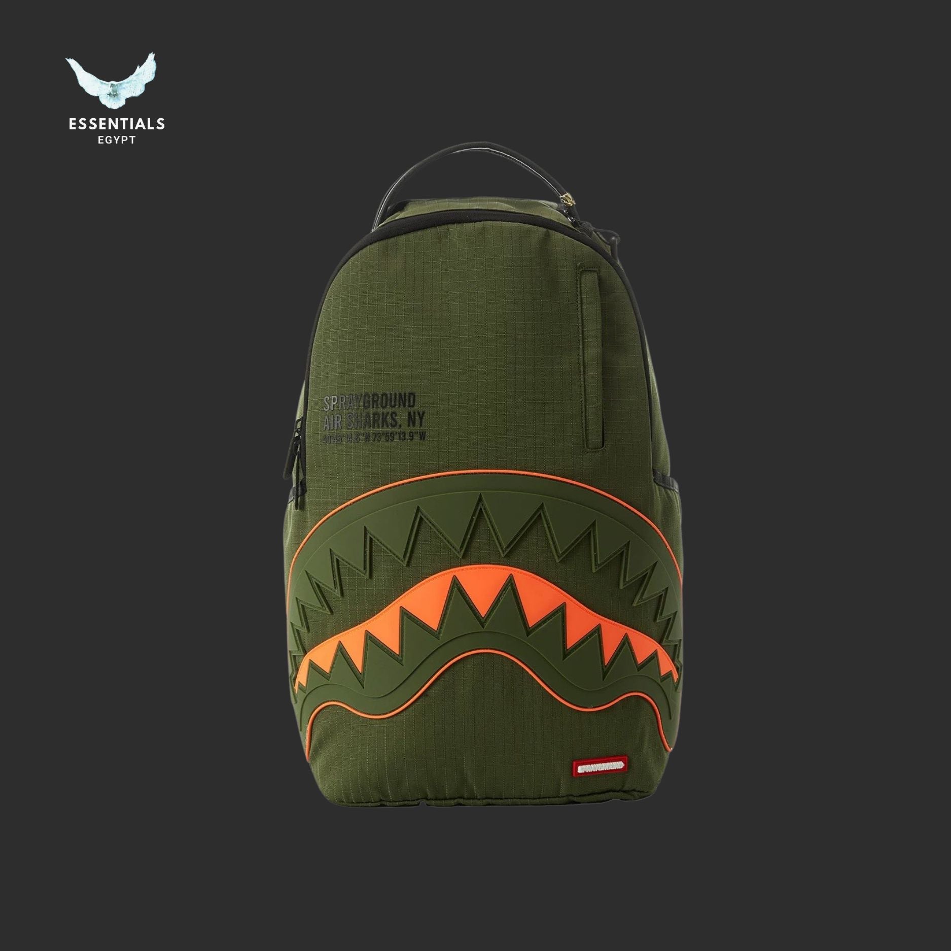 Sprayground Olive Orange Shark Backpack Egypt | Essentials EG