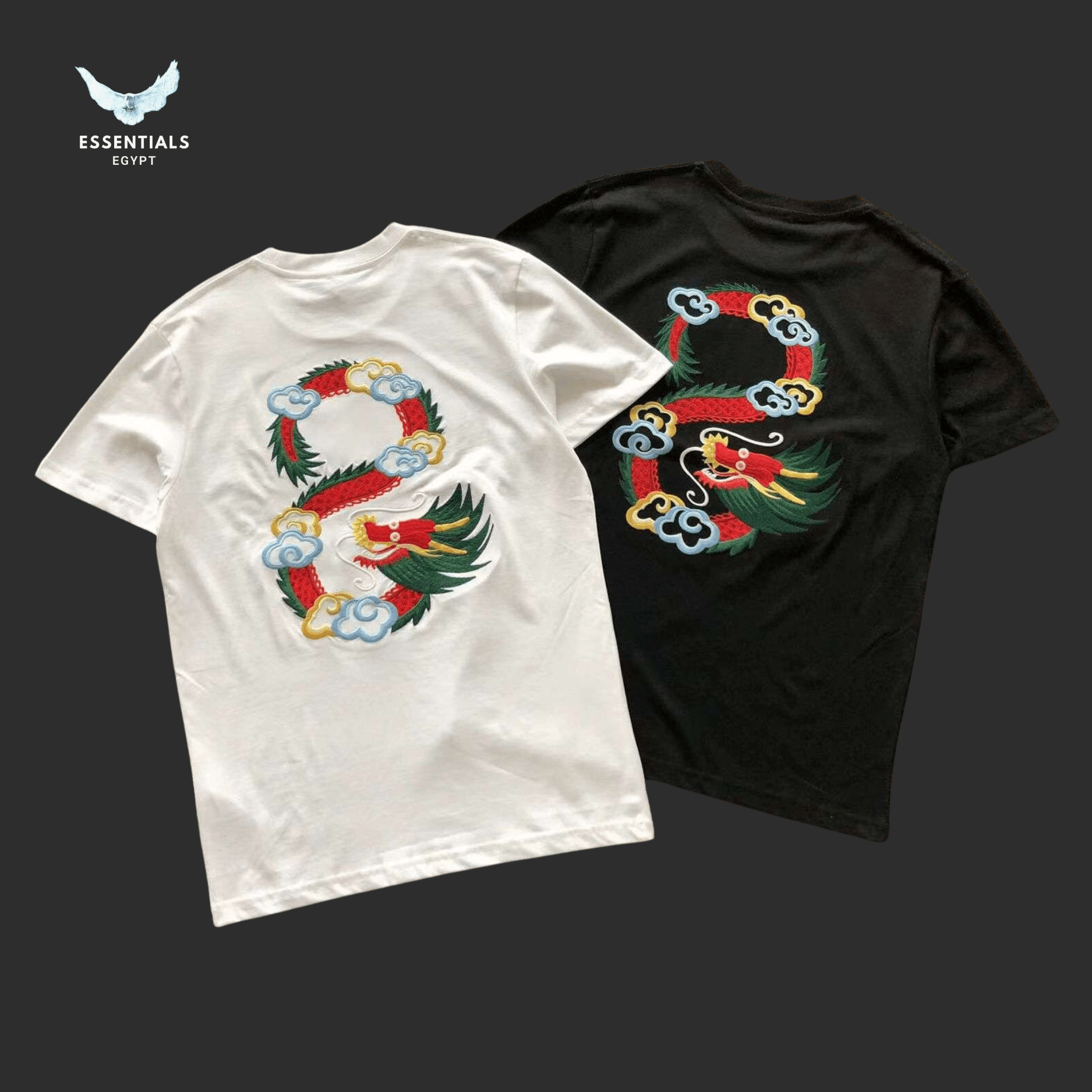 Kenzo ‘Year of the Dragon’ Embroidered T-Shirt – White & Black - ESSENTIALS EGYPT