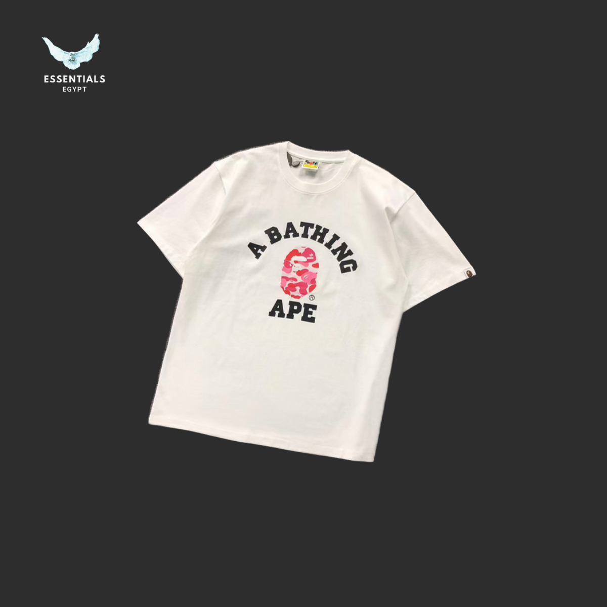 BAPE ABC Camo College T-Shirt - White with Pink Logo - front