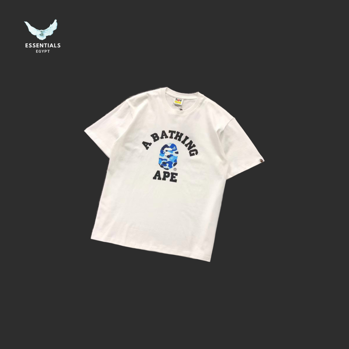 BAPE ABC Camo College T-Shirt - White with Blue Logo - front