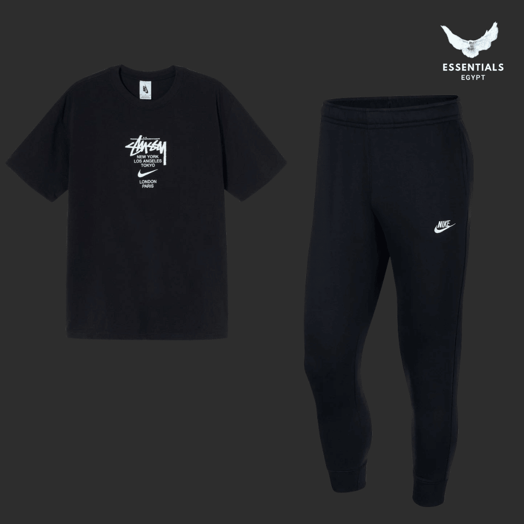 Nike x Stussy Logo T-Shirt & Joggers Set – Black - ESSENTIALS EGYPT
