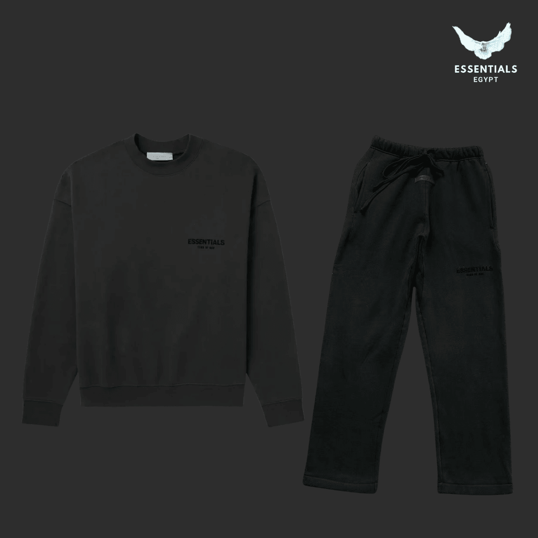 Fear of God Essentials Black Crewneck & Sweatpants Set - ESSENTIALS EGYPT