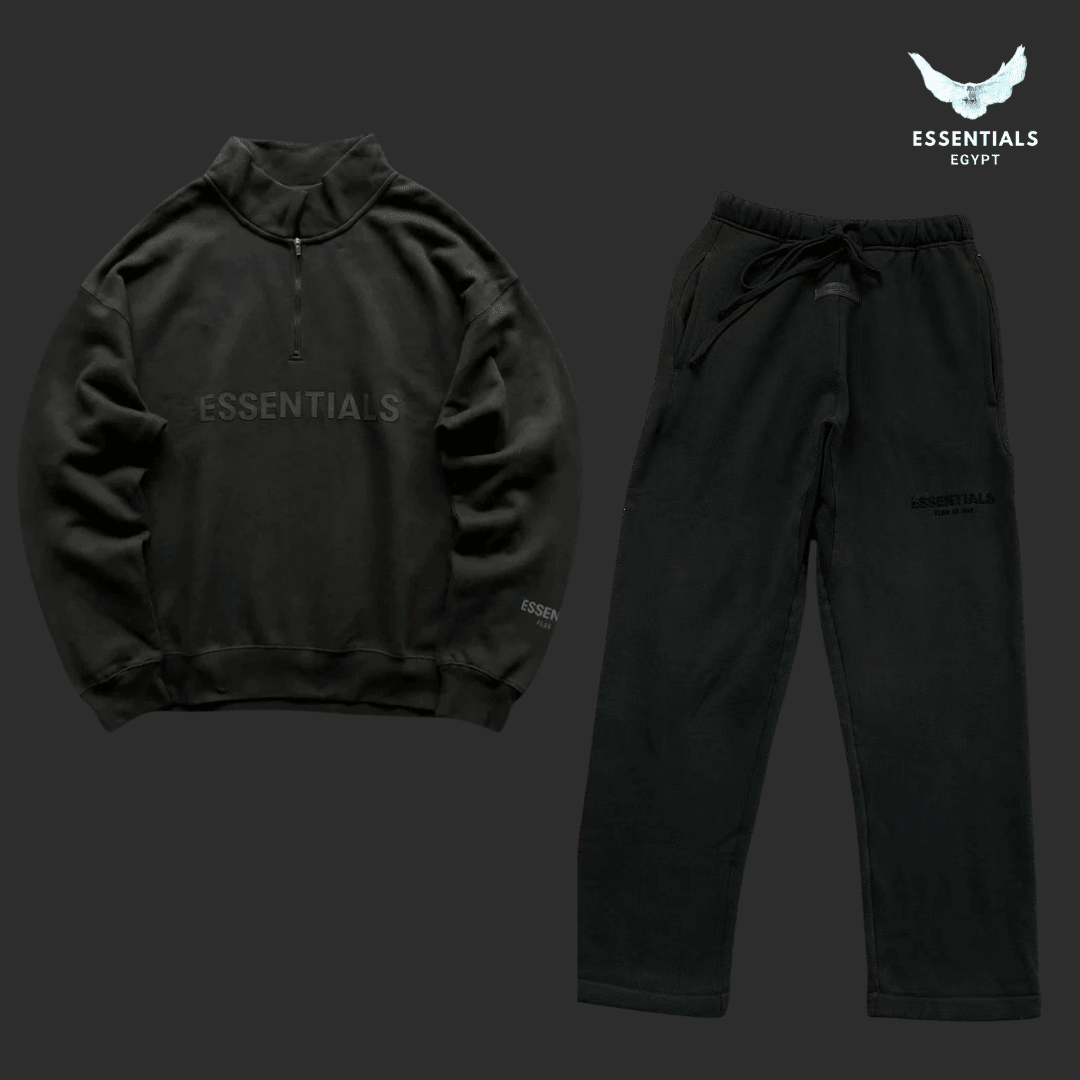 Fear of God Essentials Quarter Zip Black Full Set - ESSENTIALS EGYPT