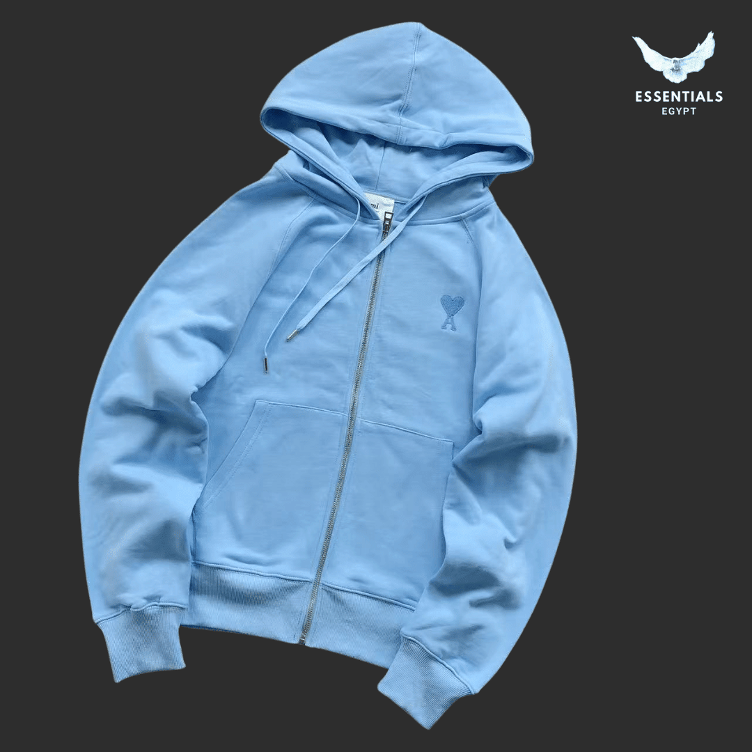 AMI Paris De Cœur Baby Blue Zip Hoodie & Joggers Set - ESSENTIALS EGYPT