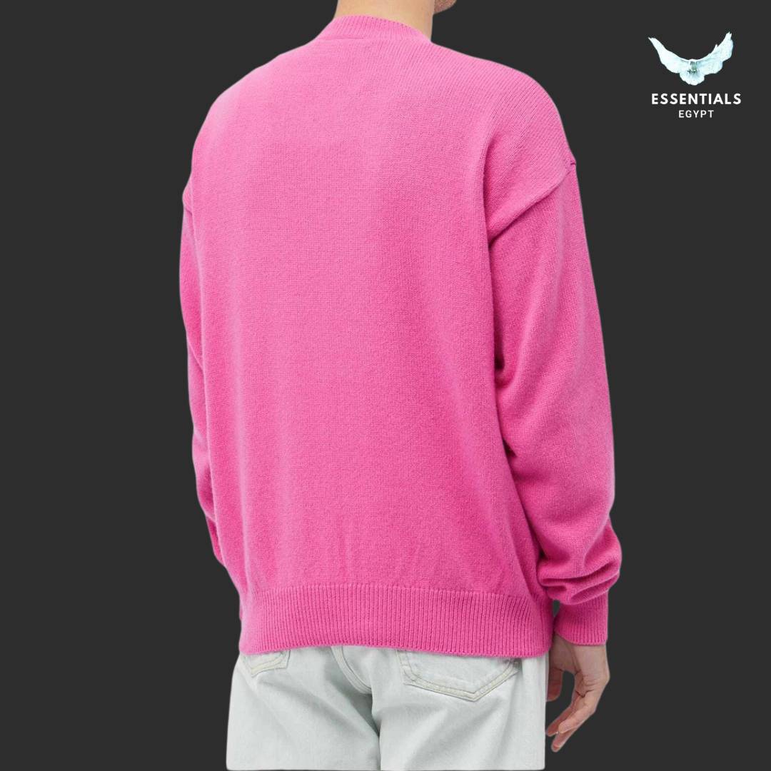 Palm Angels Jimmy Intarsia Crew Knit in pink with bold graphic design