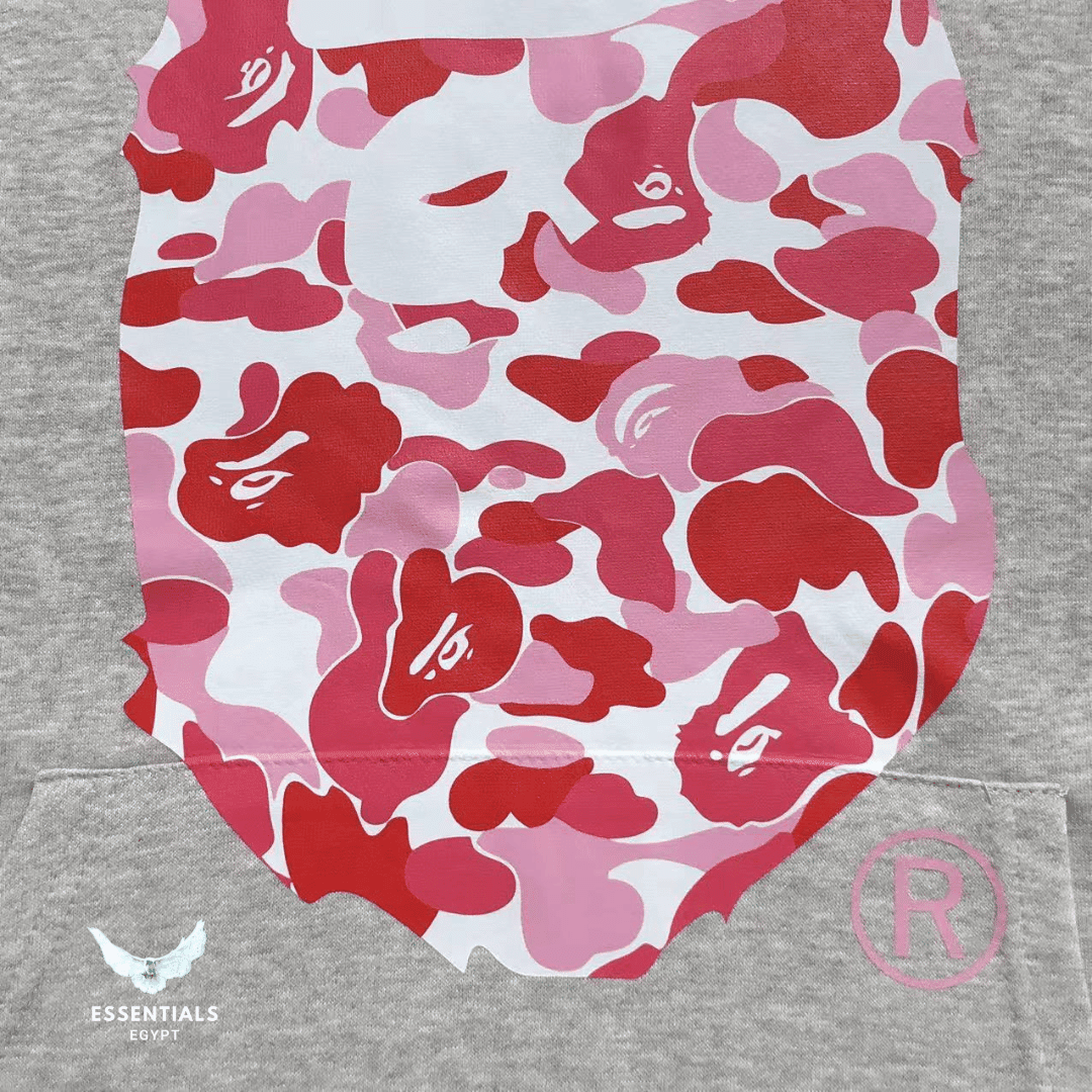 BAPE Pink Camo Ape Hoodie – Black & Grey - ESSENTIALS EGYPT
