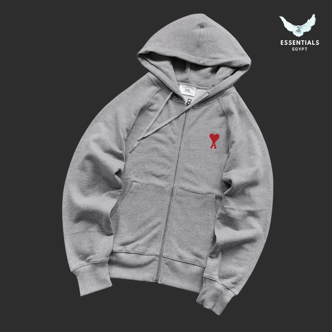 AMI Paris Hoodie – Heart Logo Full - Zip Colors - ESSENTIALS EGYPT