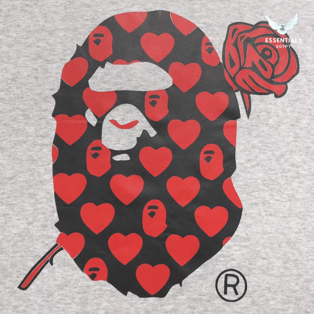 BAPE Heart Camo Ape Hoodie – Red - ESSENTIALS EGYPT