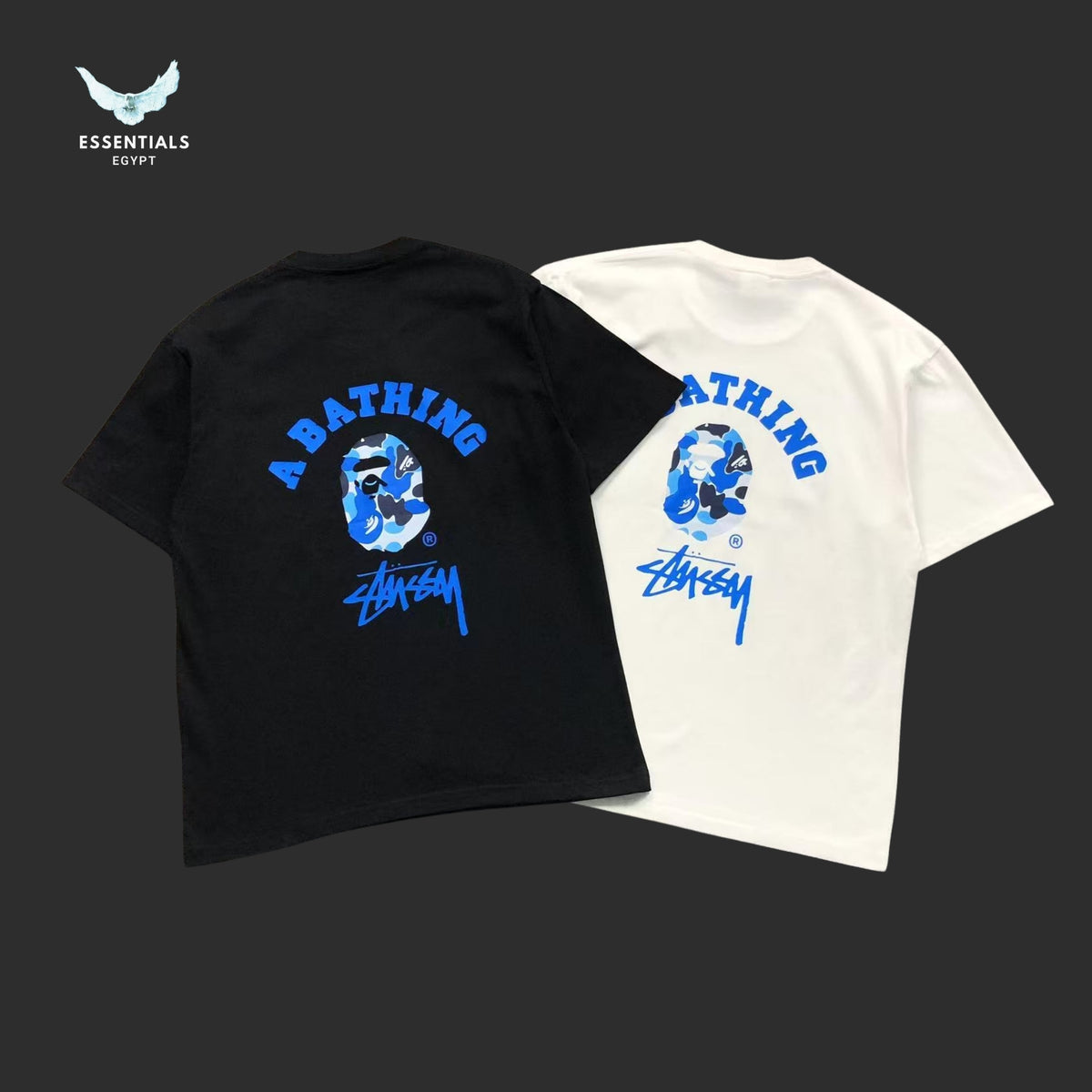 Stüssy x BAPE Blue Camo College Tee
