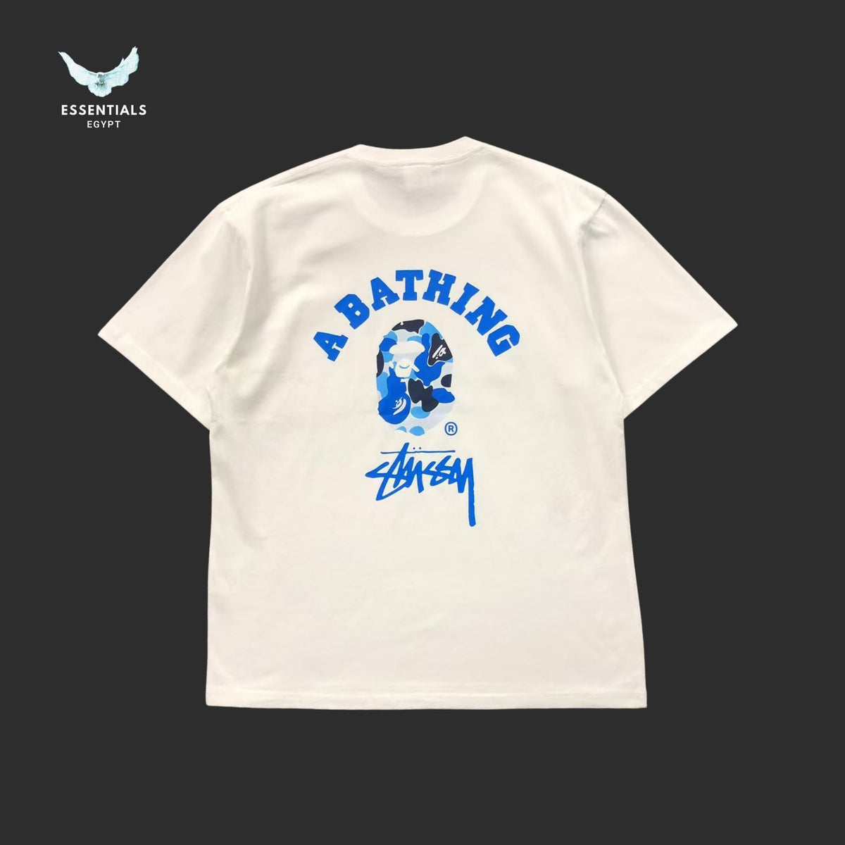 Stüssy x BAPE Blue Camo College Tee