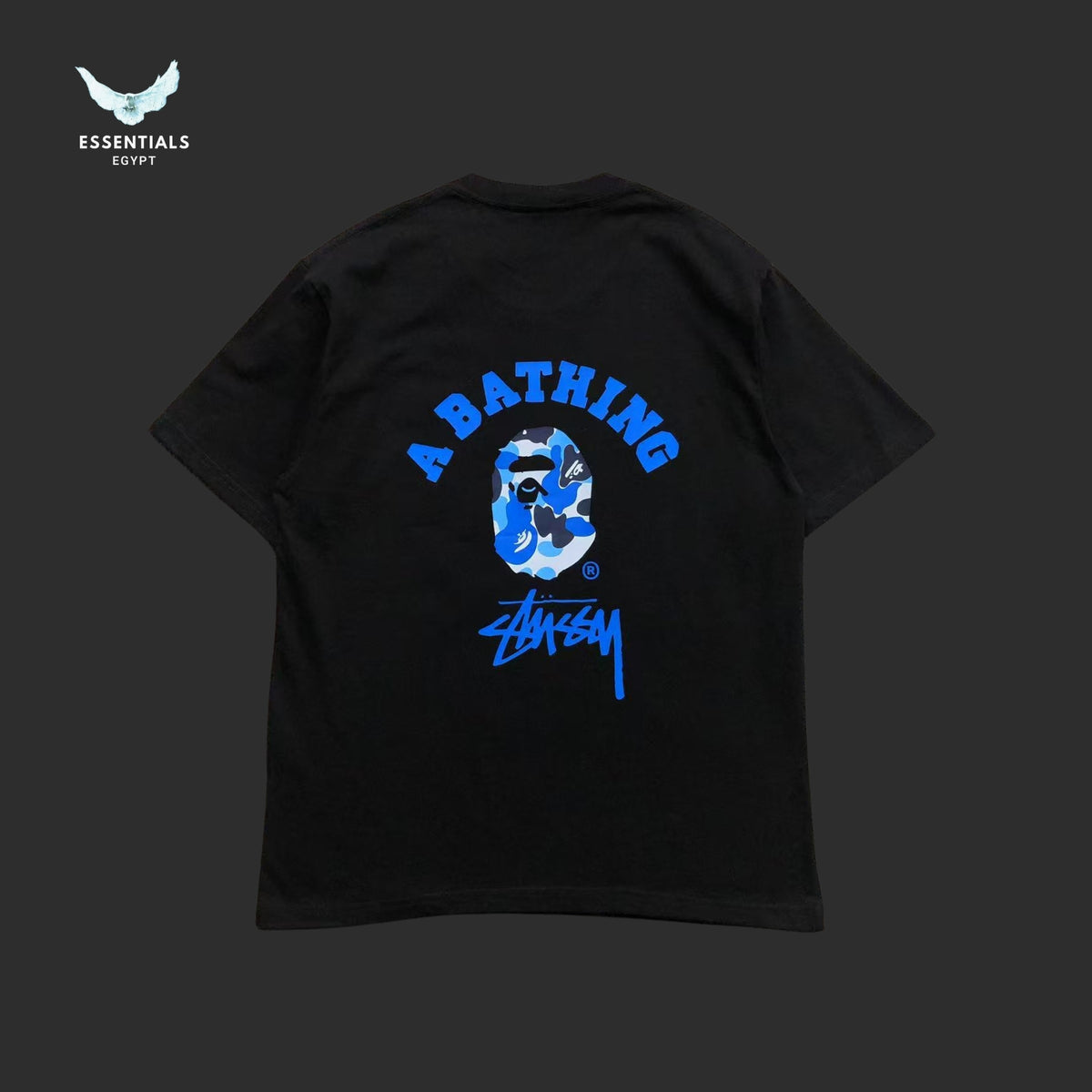 Stüssy x BAPE Blue Camo College Tee