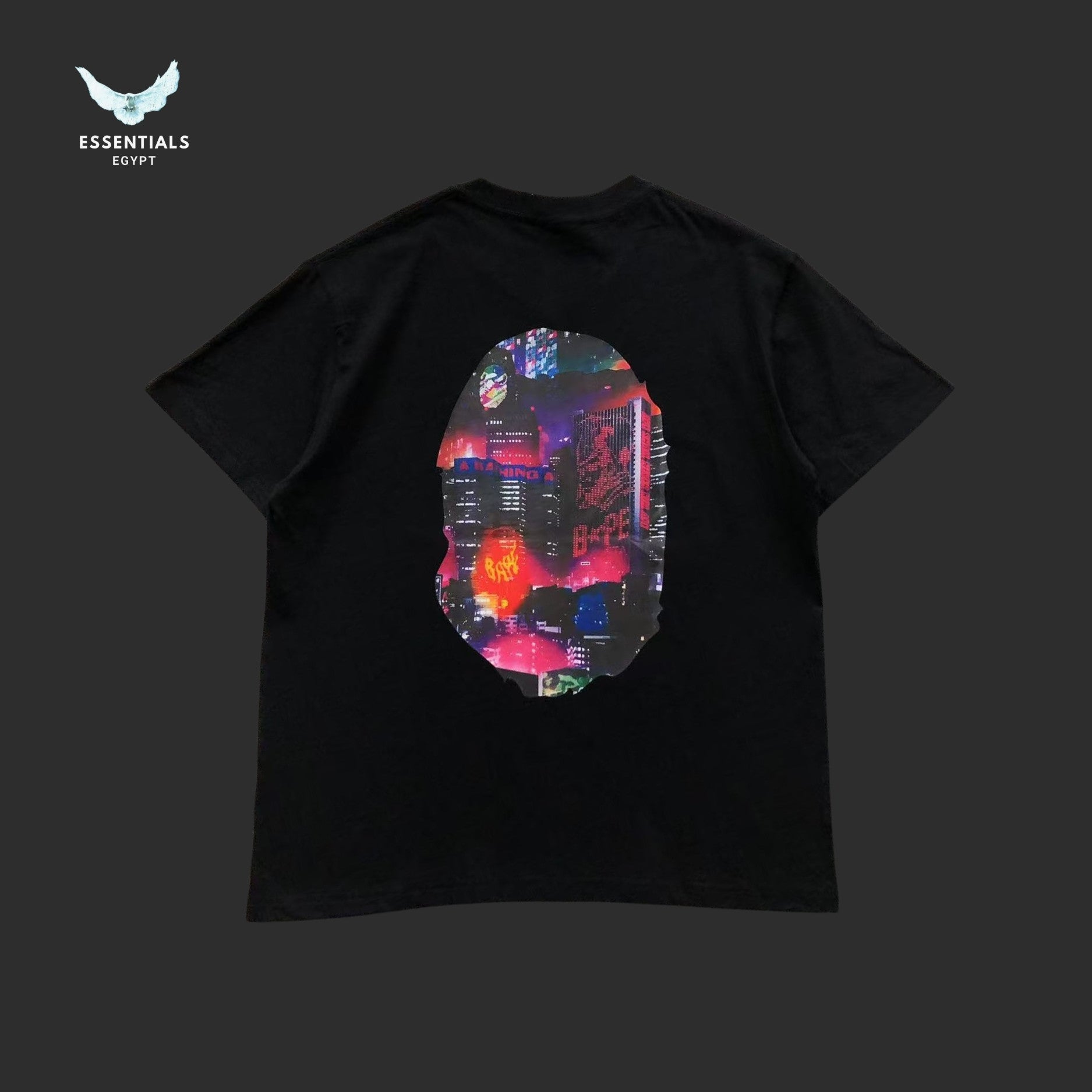 BAPE Neon Tokyo Big Ape Head Tee Black