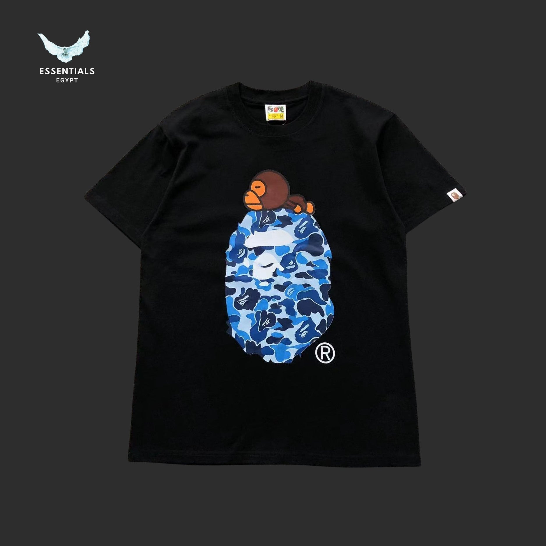 BAPE Black ABC Camo Milo on Big Ape Tee