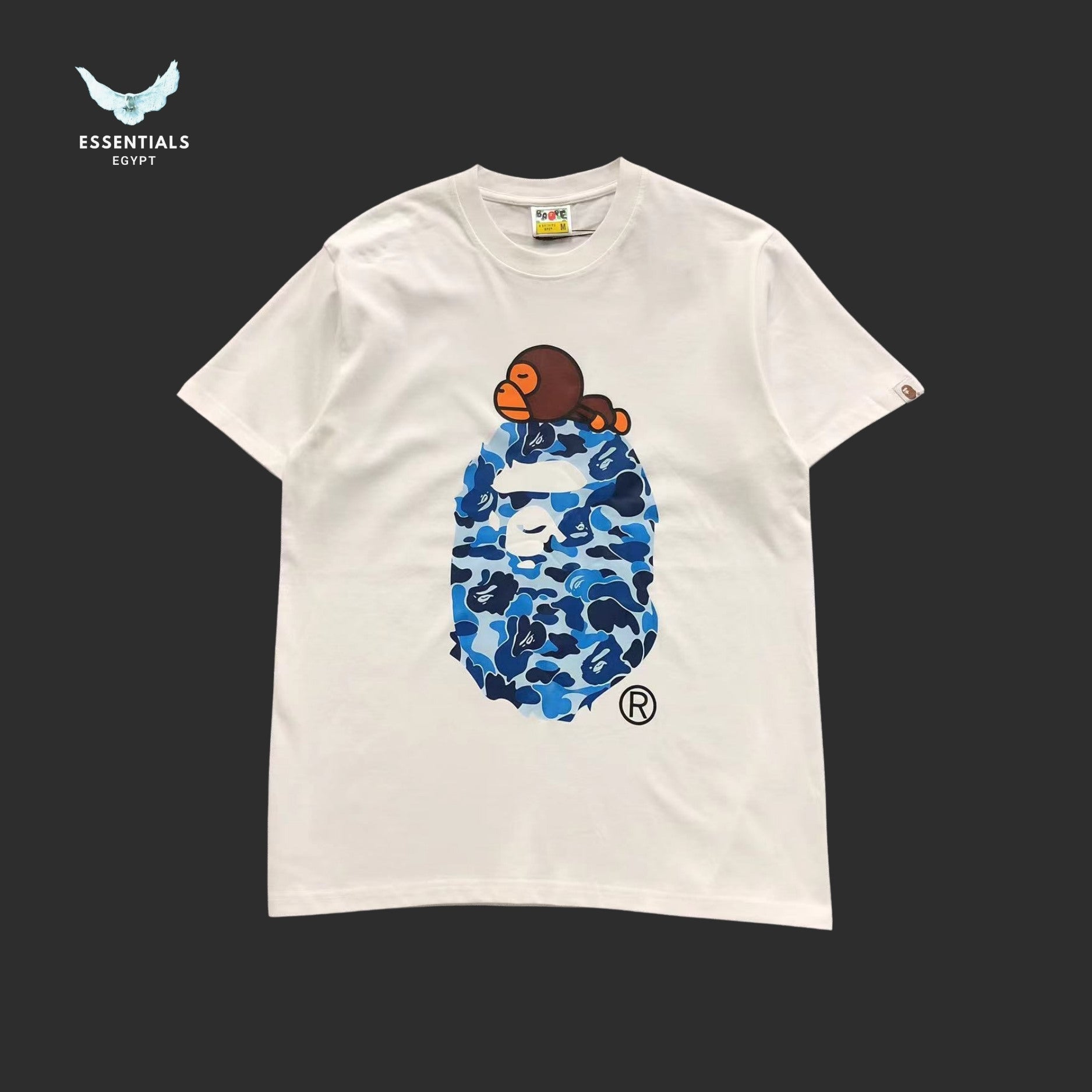 BAPE White ABC Camo Milo On Big Ape Tee