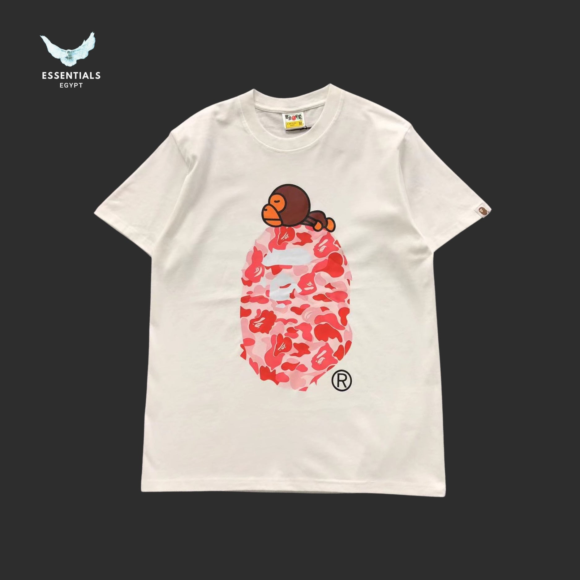 BAPE White ABC Camo Milo On Big Ape Tee