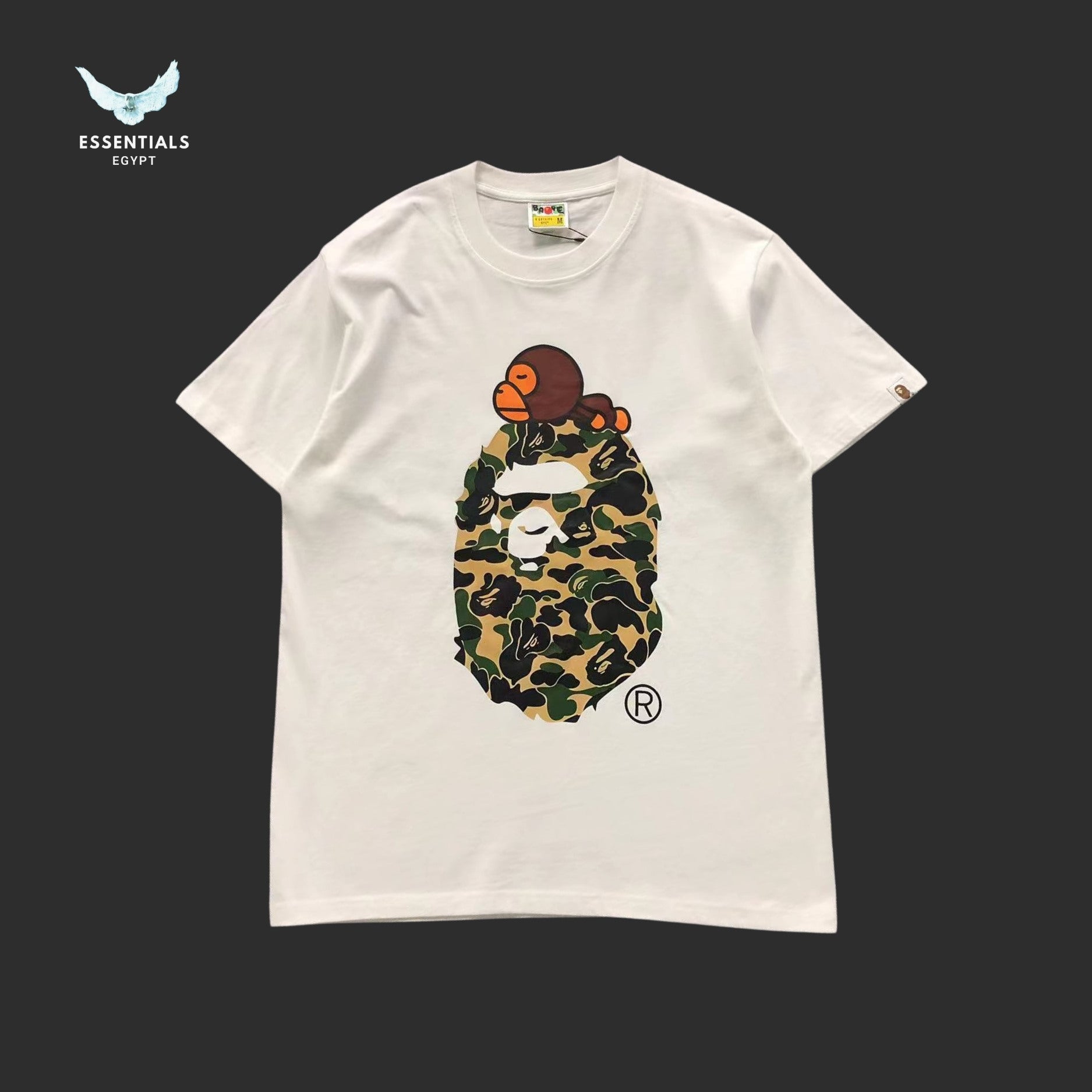 BAPE White ABC Camo Milo On Big Ape Tee