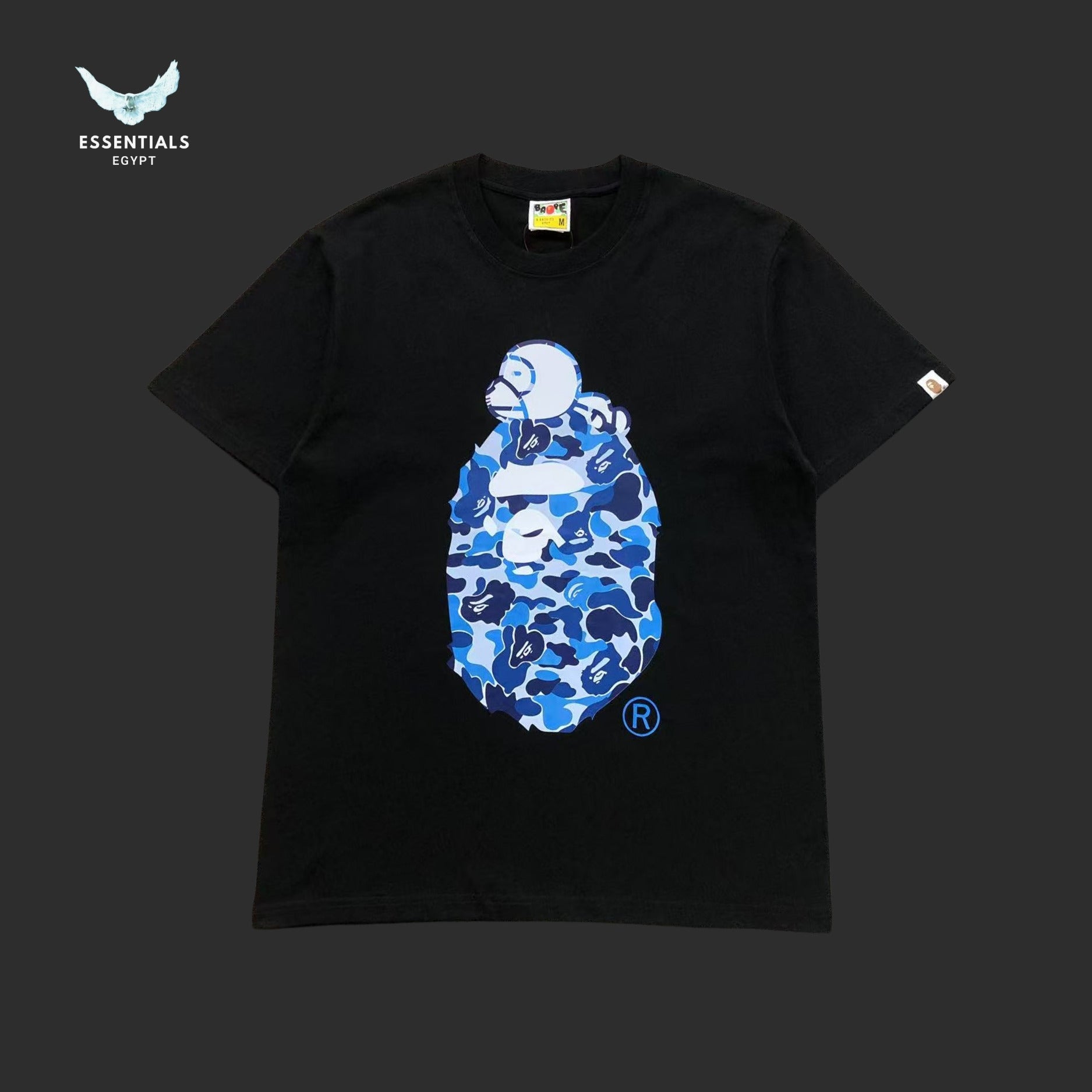 BAPE Blue ABC Camo Milo On Big Ape Head Tee