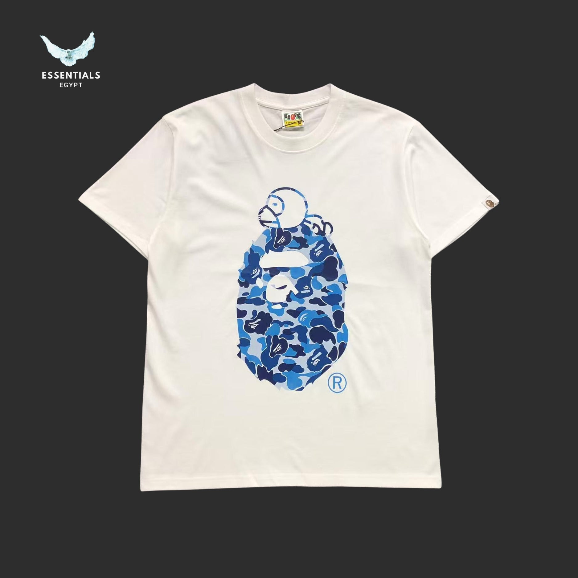 BAPE Blue ABC Camo Milo On Big Ape Head Tee