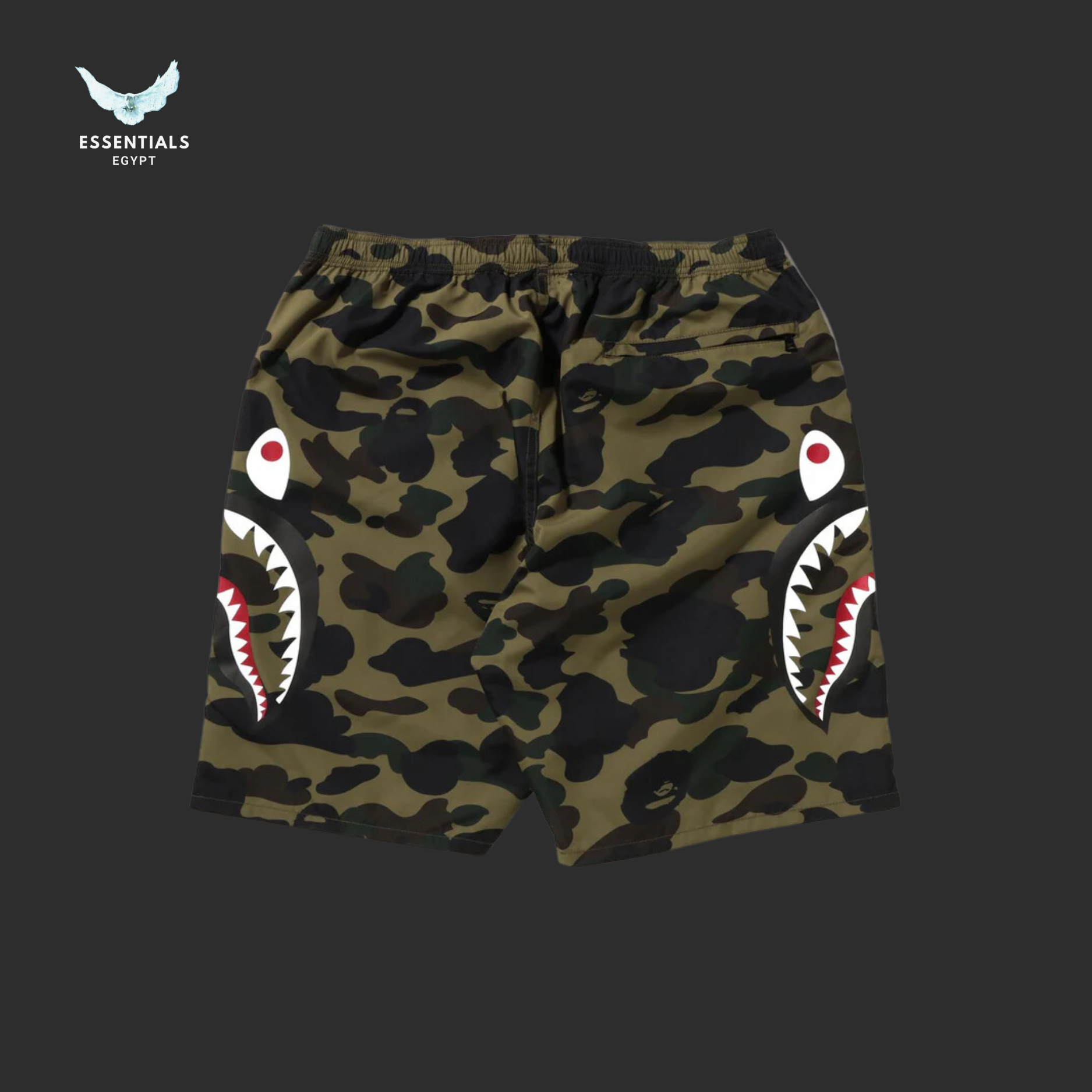 BAPE 1St Camo Side Shark Beach Shorts 'Green'