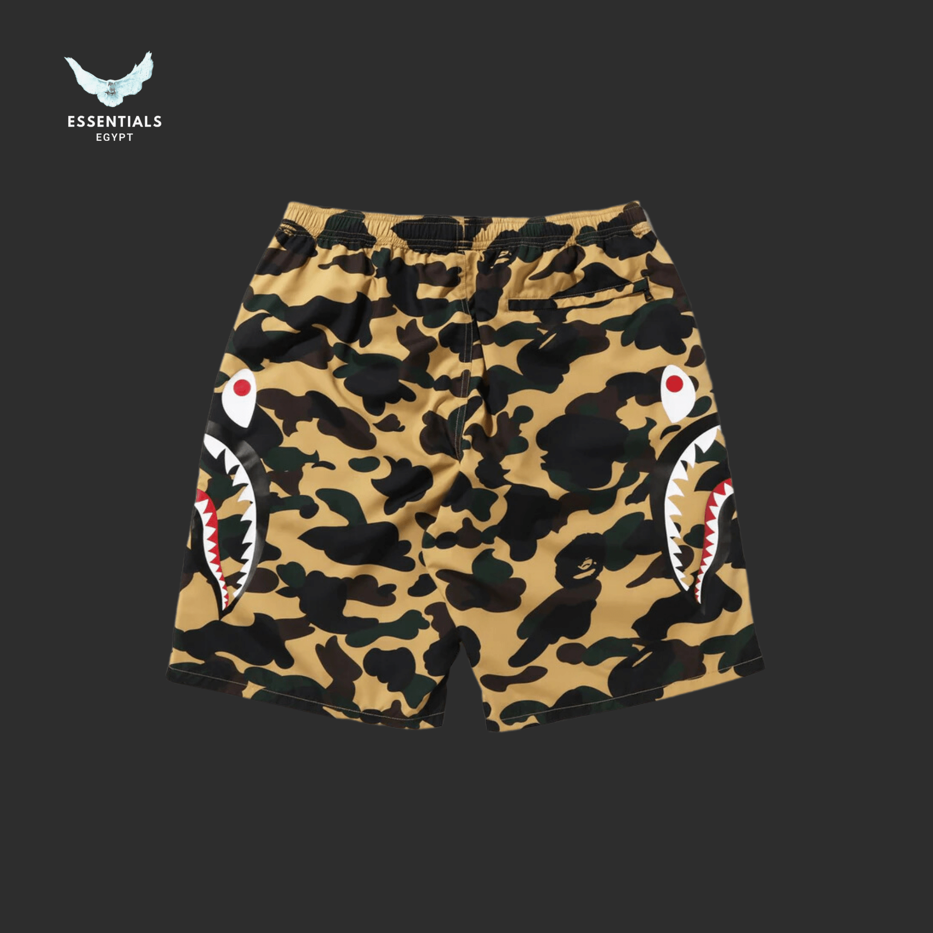 BAPE 1St Camo Side Shark Beach Shorts Yellow