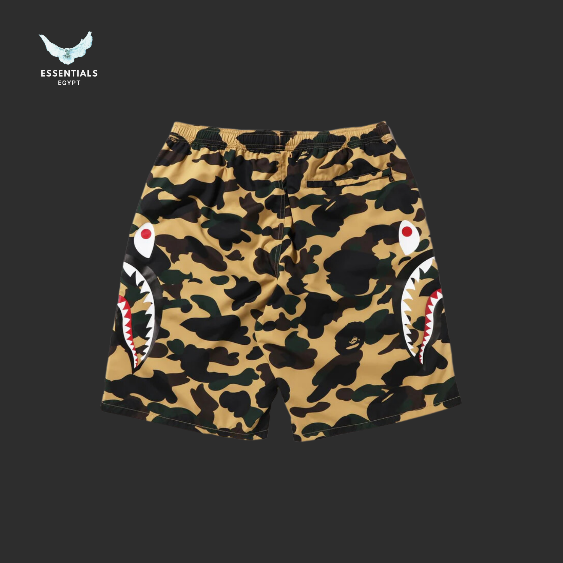 BAPE 1St Camo Side Shark Beach Shorts 'Yellow'