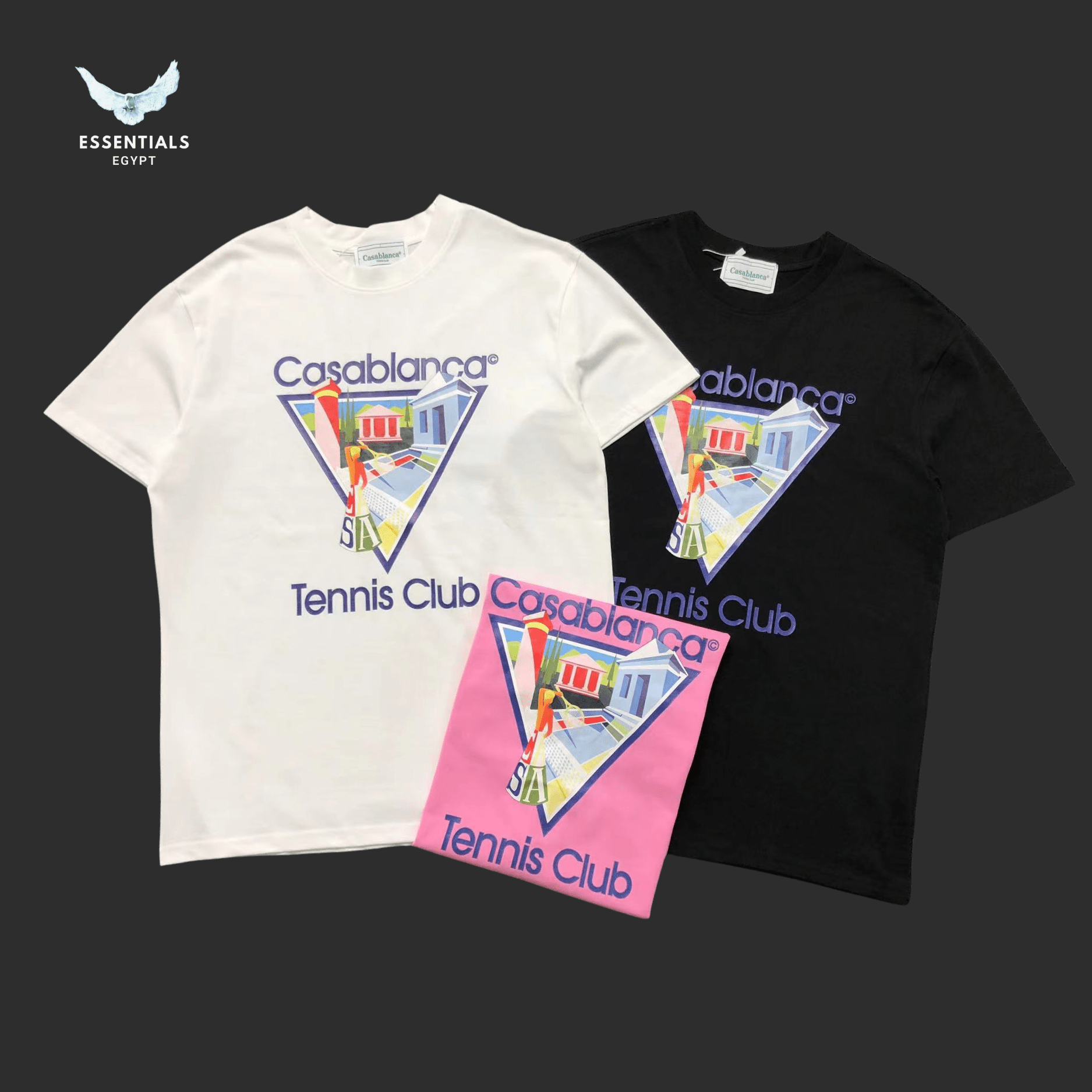 Casablanca T-Shirt – Tennis Club Pink Print - ESSENTIALS EGYPT