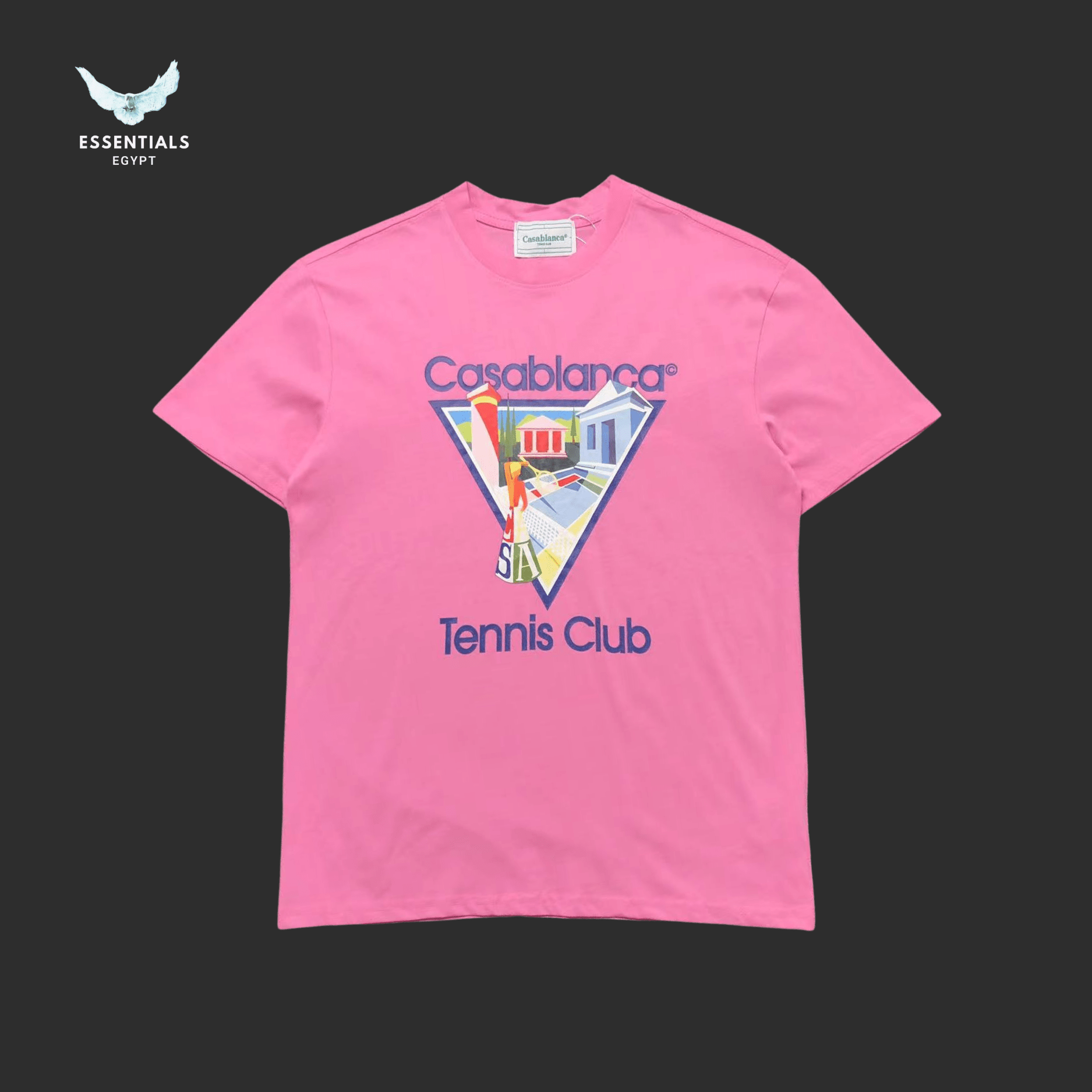Casablanca T-Shirt – Tennis Club Pink Print - ESSENTIALS EGYPT