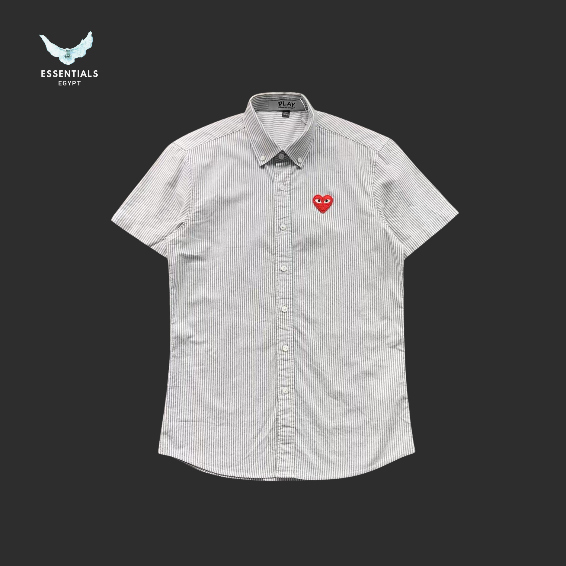 CDG Play Shirt – Grey Red Heart - ESSENTIALS EGYPT